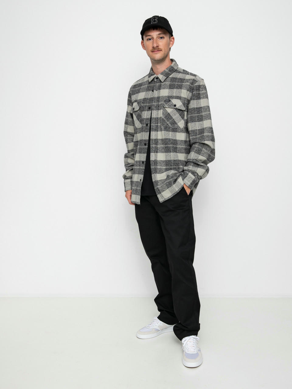 Košile Brixton Bowery Heavy Weight Ls (black/charcoal)