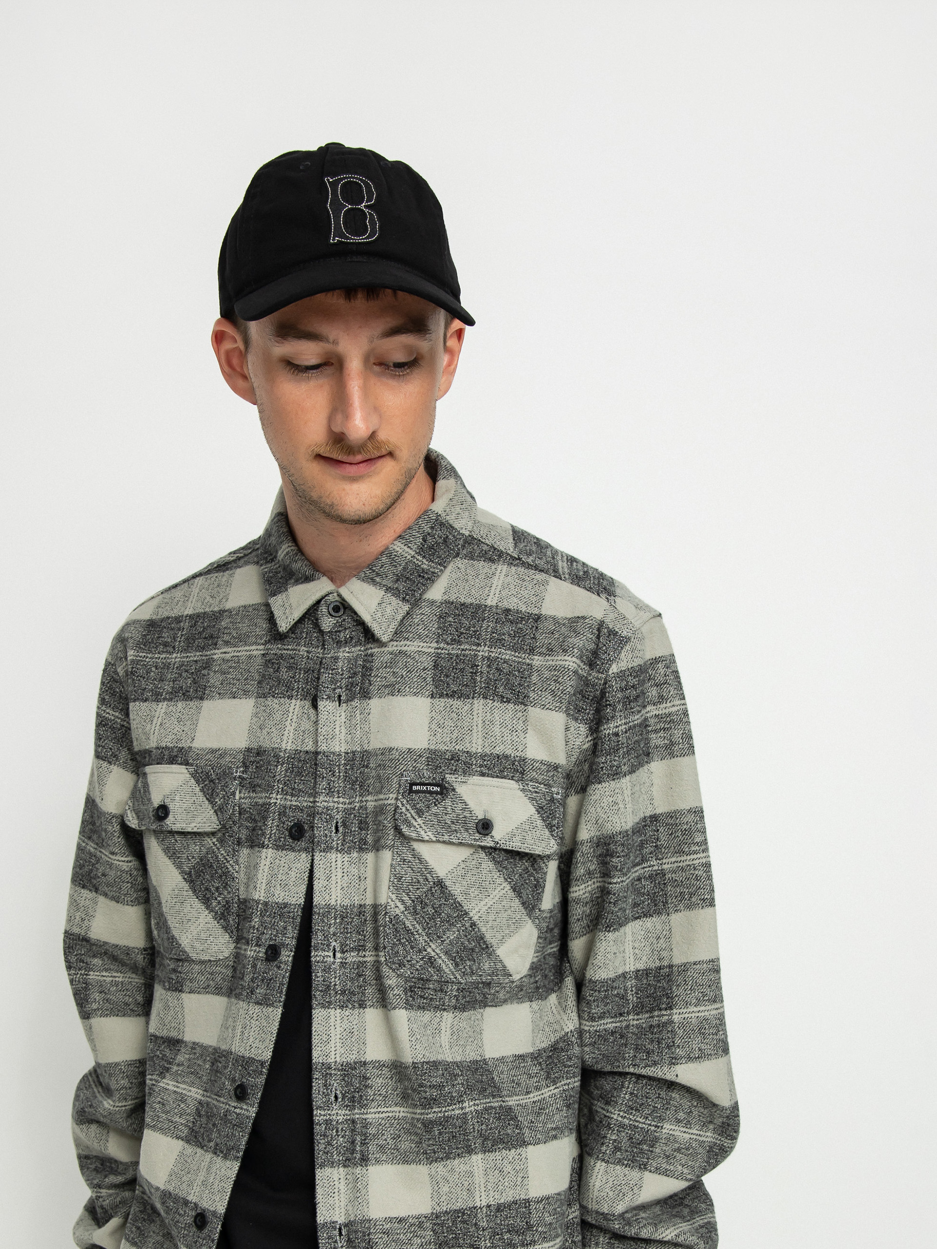 Košile Brixton Bowery Heavy Weight Ls (black/charcoal)