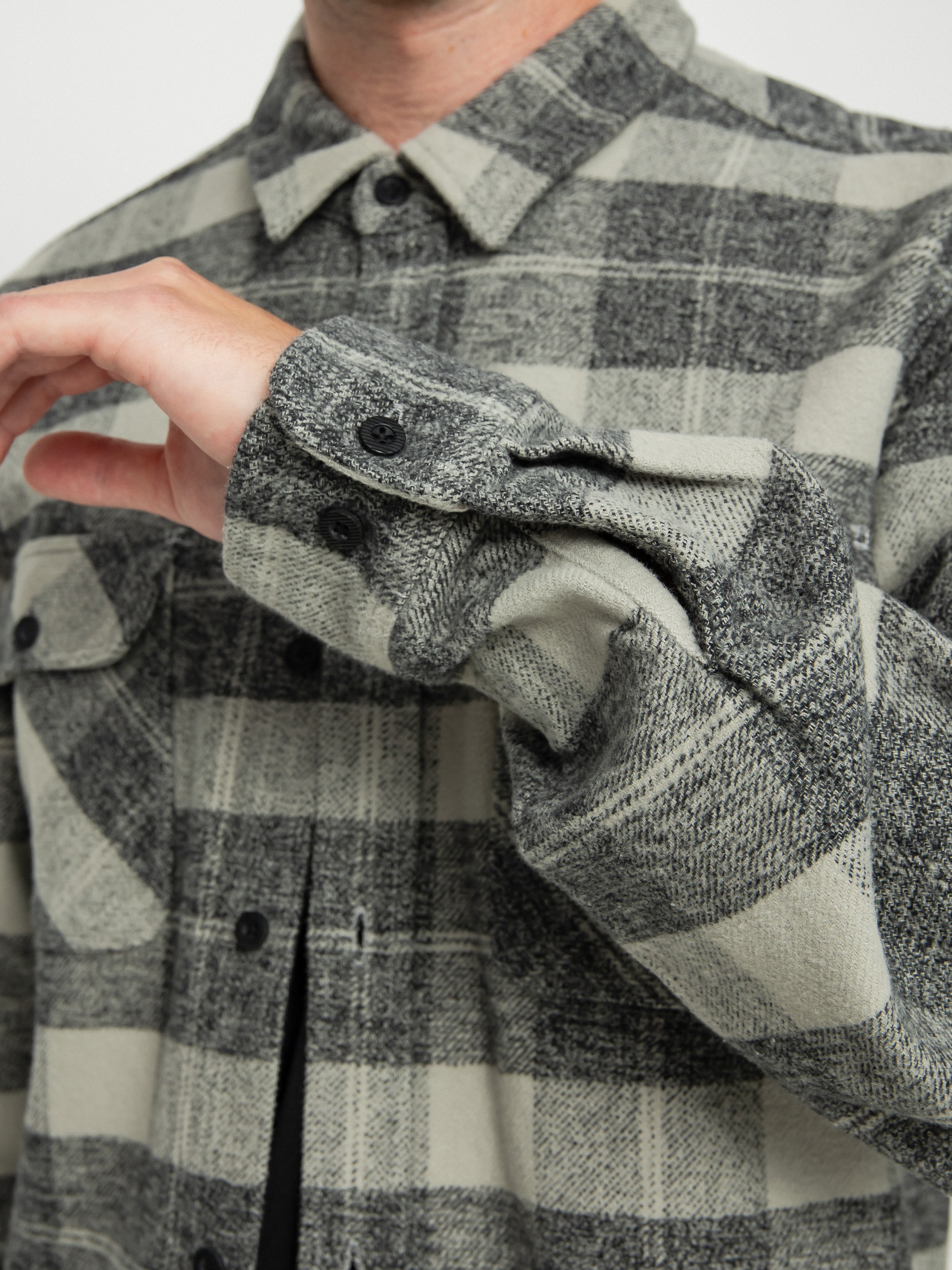 Košile Brixton Bowery Heavy Weight Ls (black/charcoal)