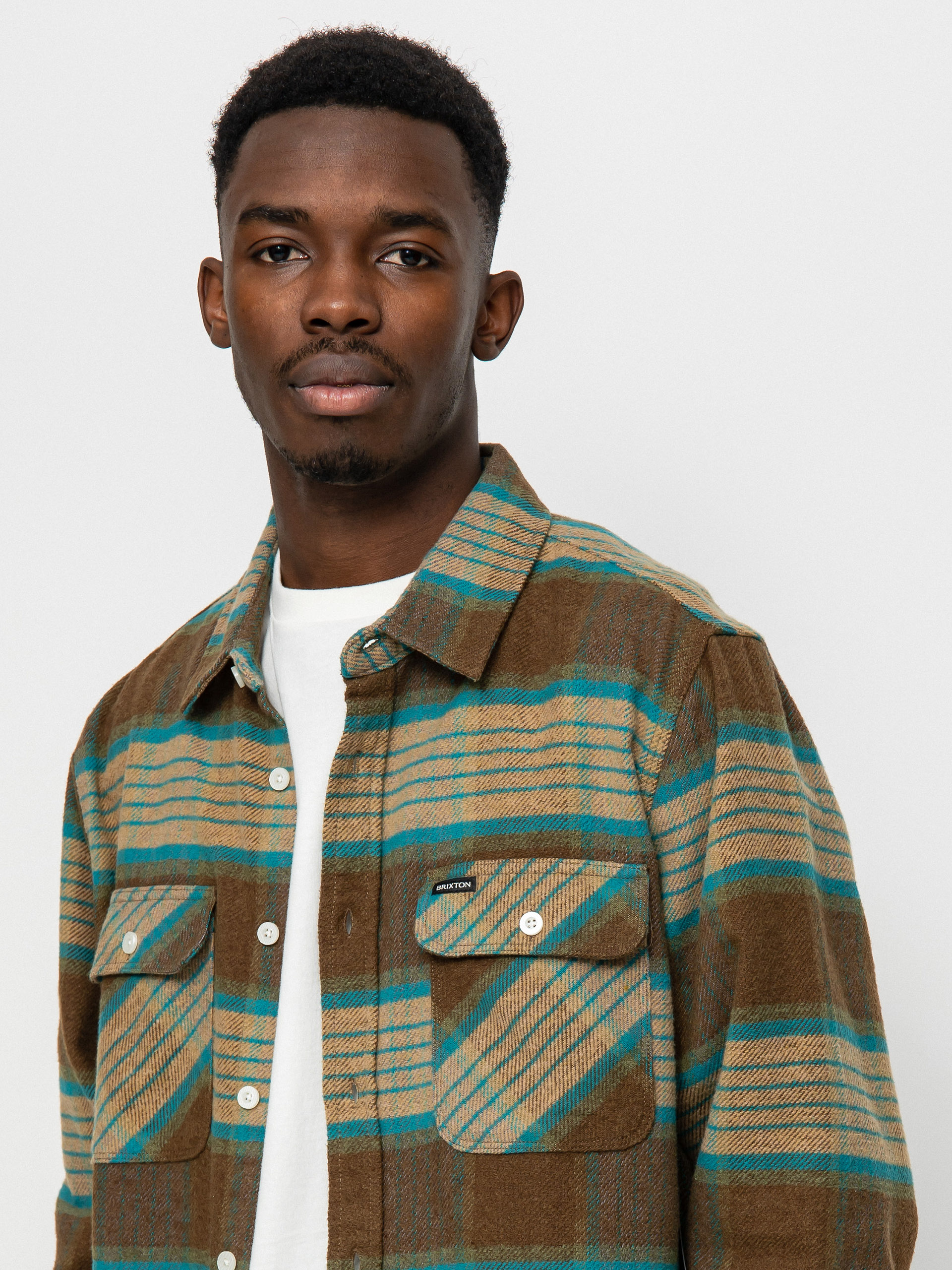 Košile Brixton Bowery Flannel Ls (mojave/heather grey/desert pal)