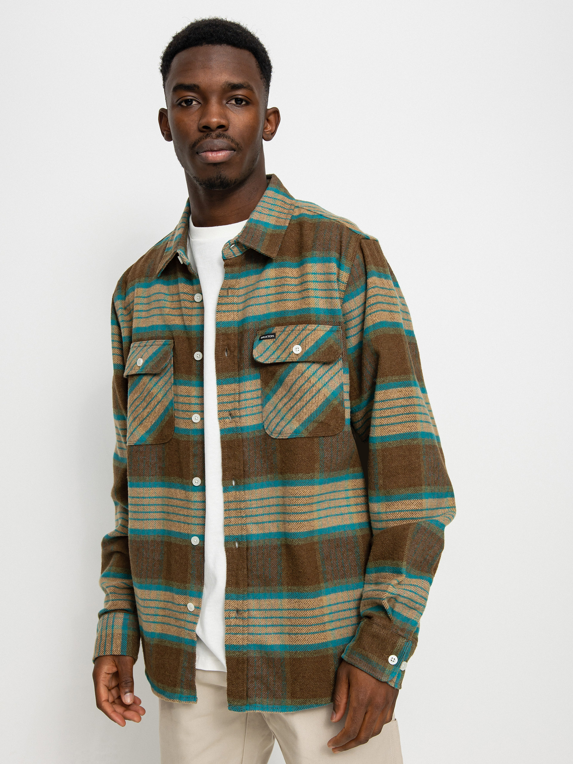 Košile Brixton Bowery Flannel Ls (mojave/heather grey/desert pal)