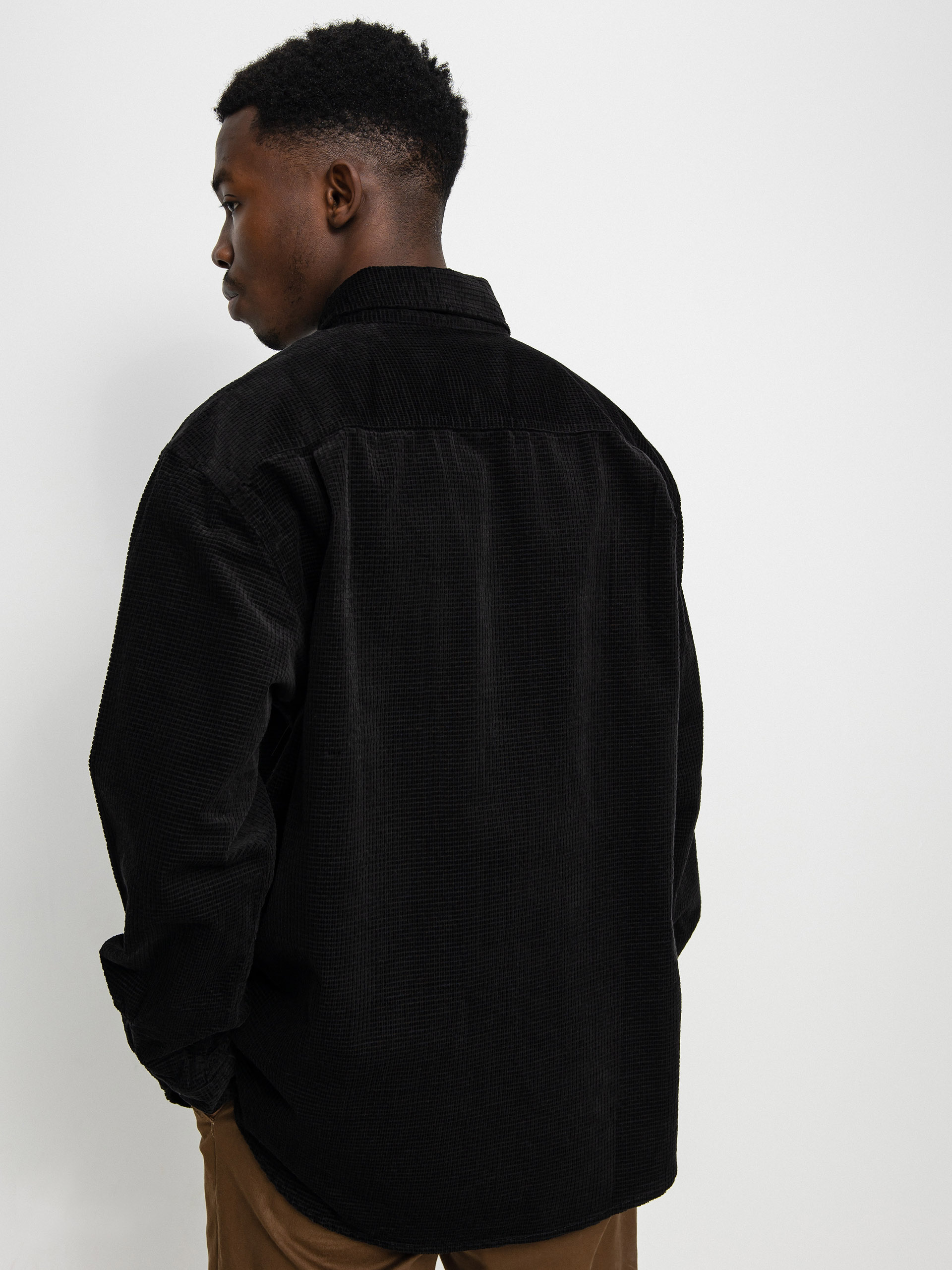 Košile Brixton Porter Waffle Corduroy Ls (black)