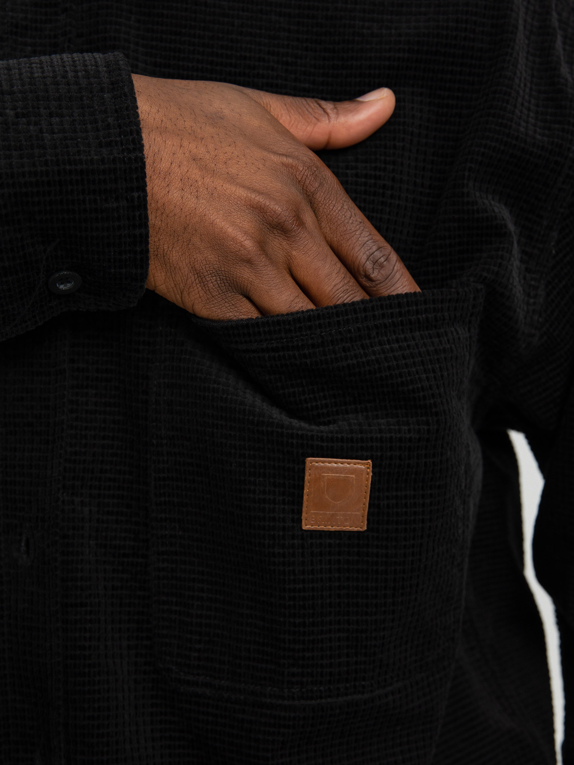 Košile Brixton Porter Waffle Corduroy Ls (black)