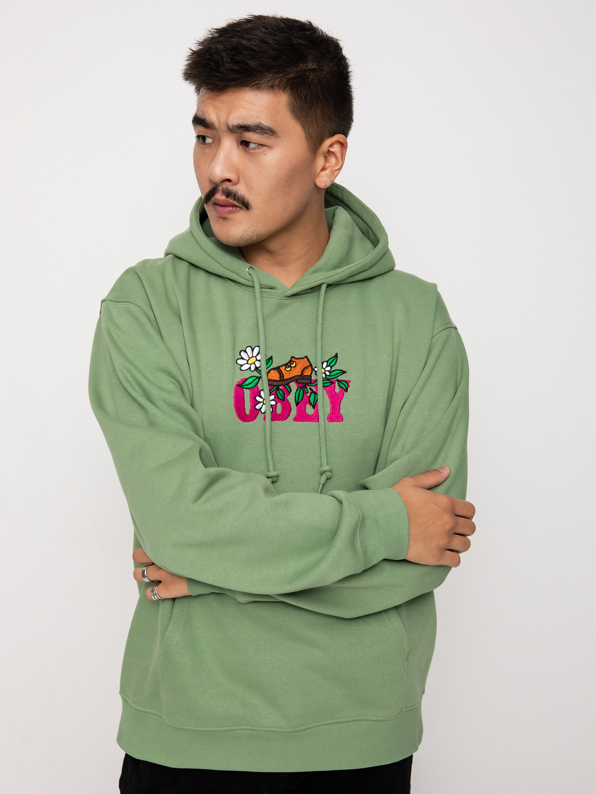 Mikina s kapucí OBEY Step HD (jade)