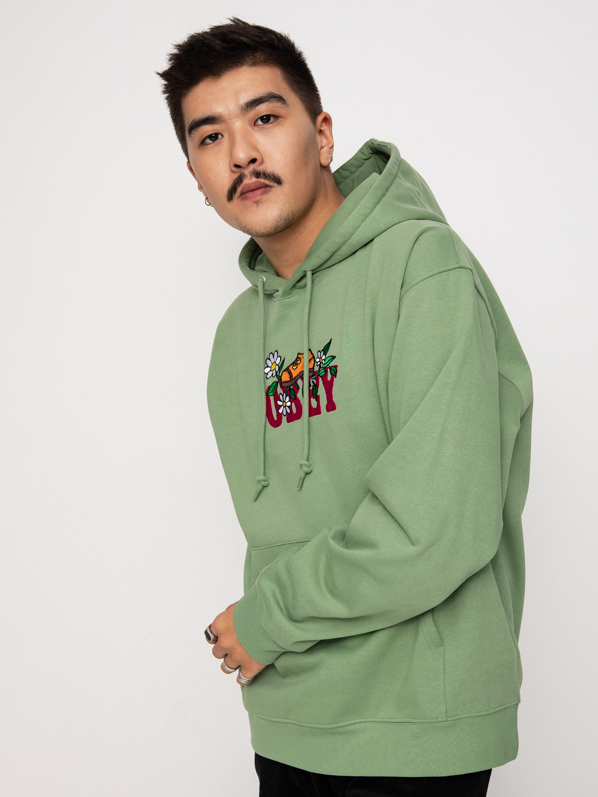 Mikina s kapucí OBEY Step HD (jade)