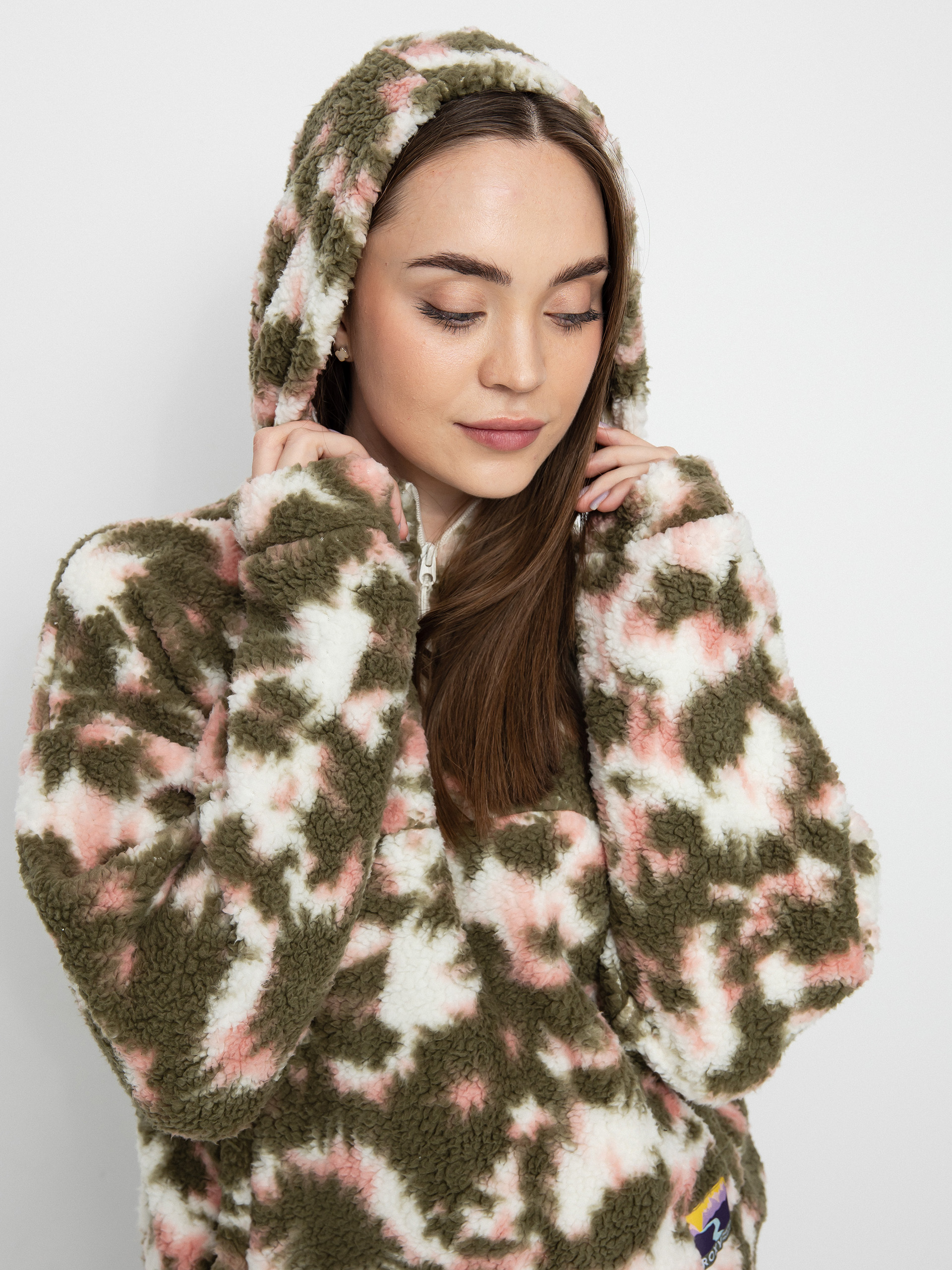 Dámský Fleecová mikina Roxy Like A Lucky Day Printed (deep lichen green nimal)