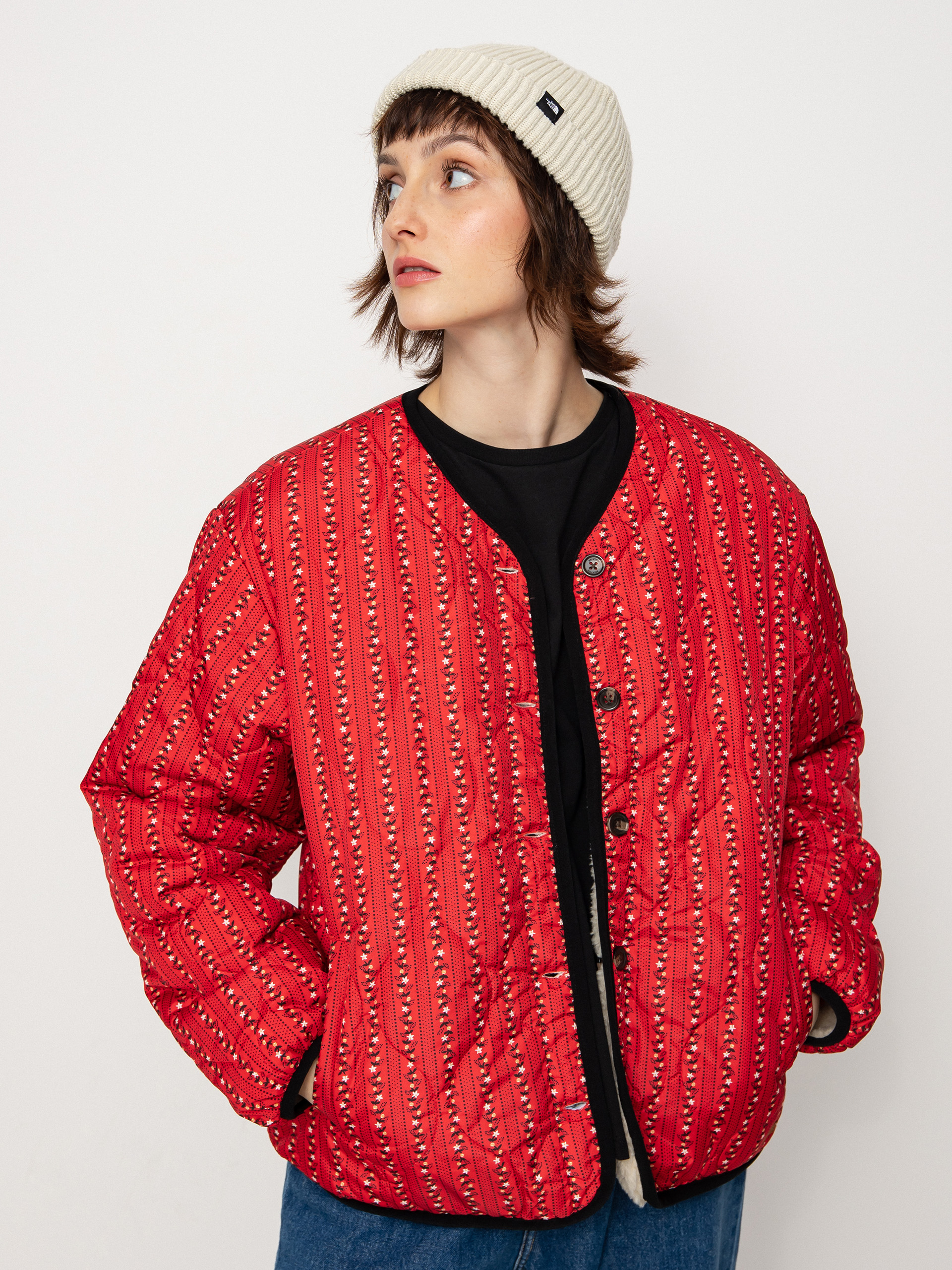 Bunda Brixton Sherpa Reversible Padded Wmn (mars red praire floral)