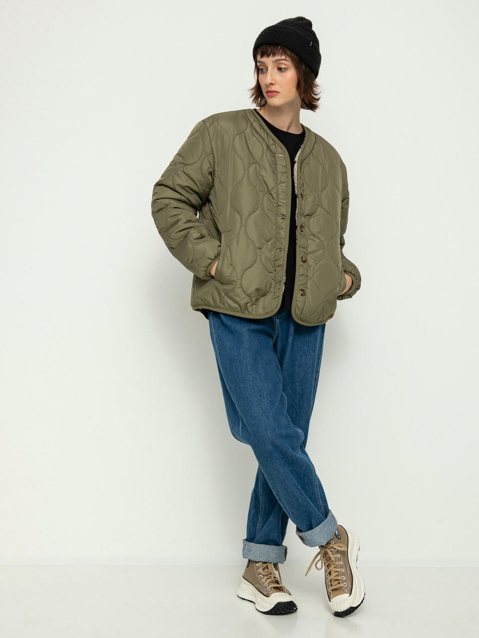 Bunda Brixton Sherpa Reversible Padded Wmn (military olive)