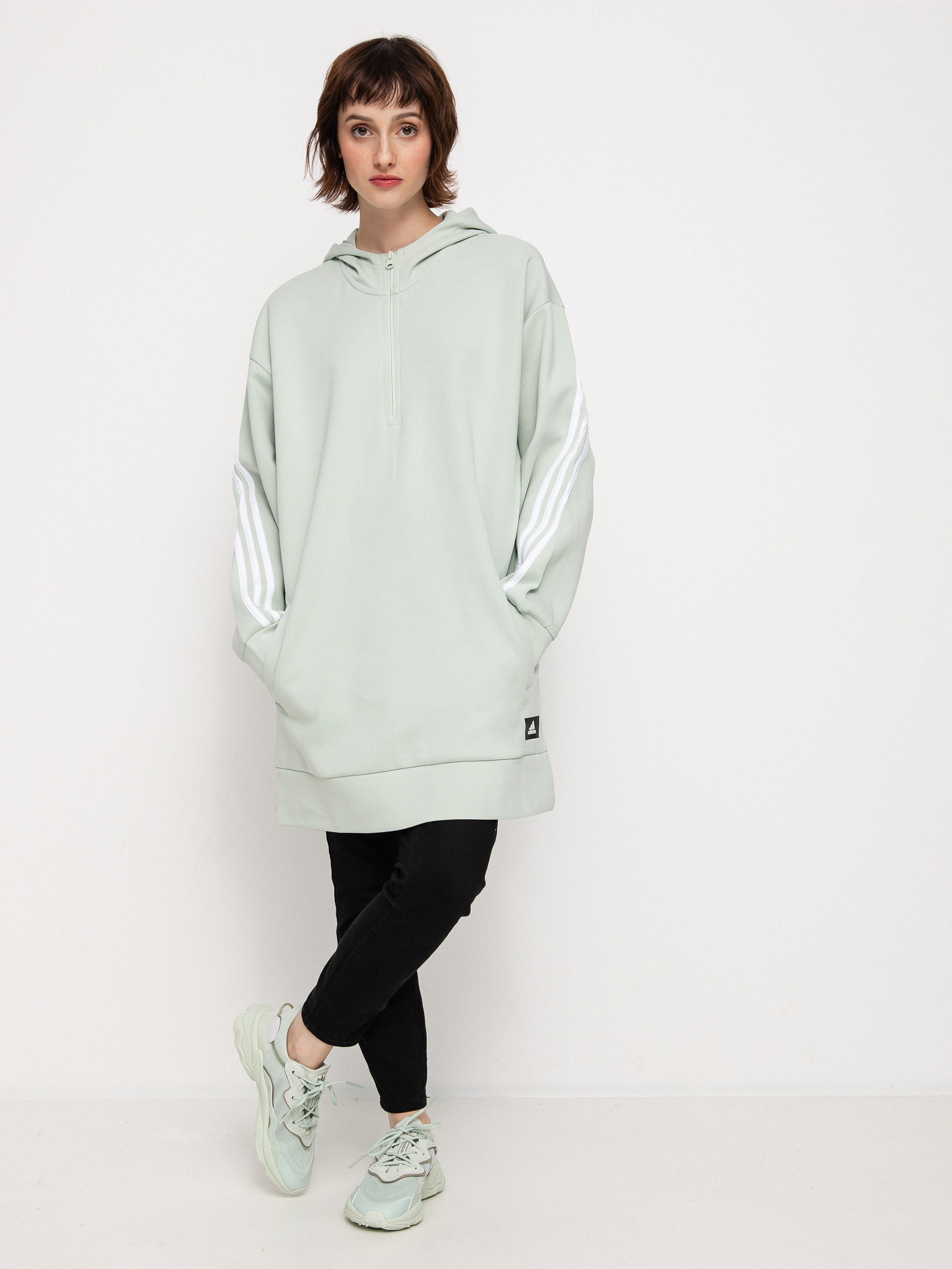Mikina s kapucí adidas Originals Fi 3S Long HD Wmn (lingrn)