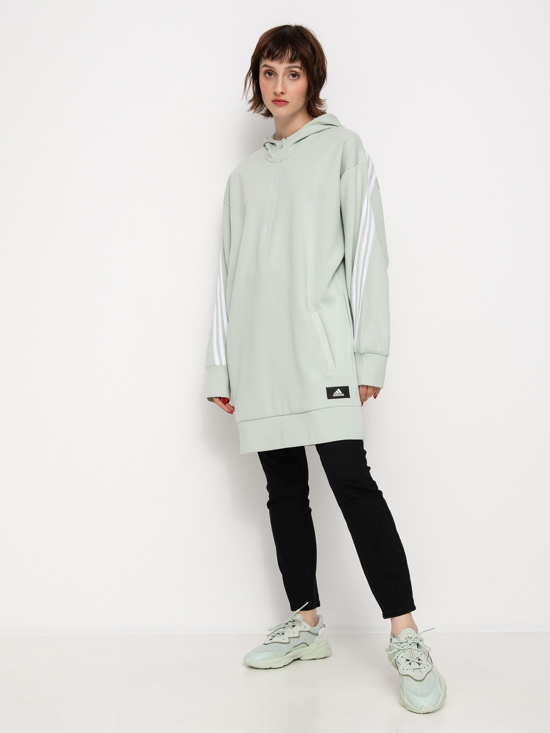 Mikina s kapucí adidas Originals Fi 3S Long HD Wmn (lingrn)