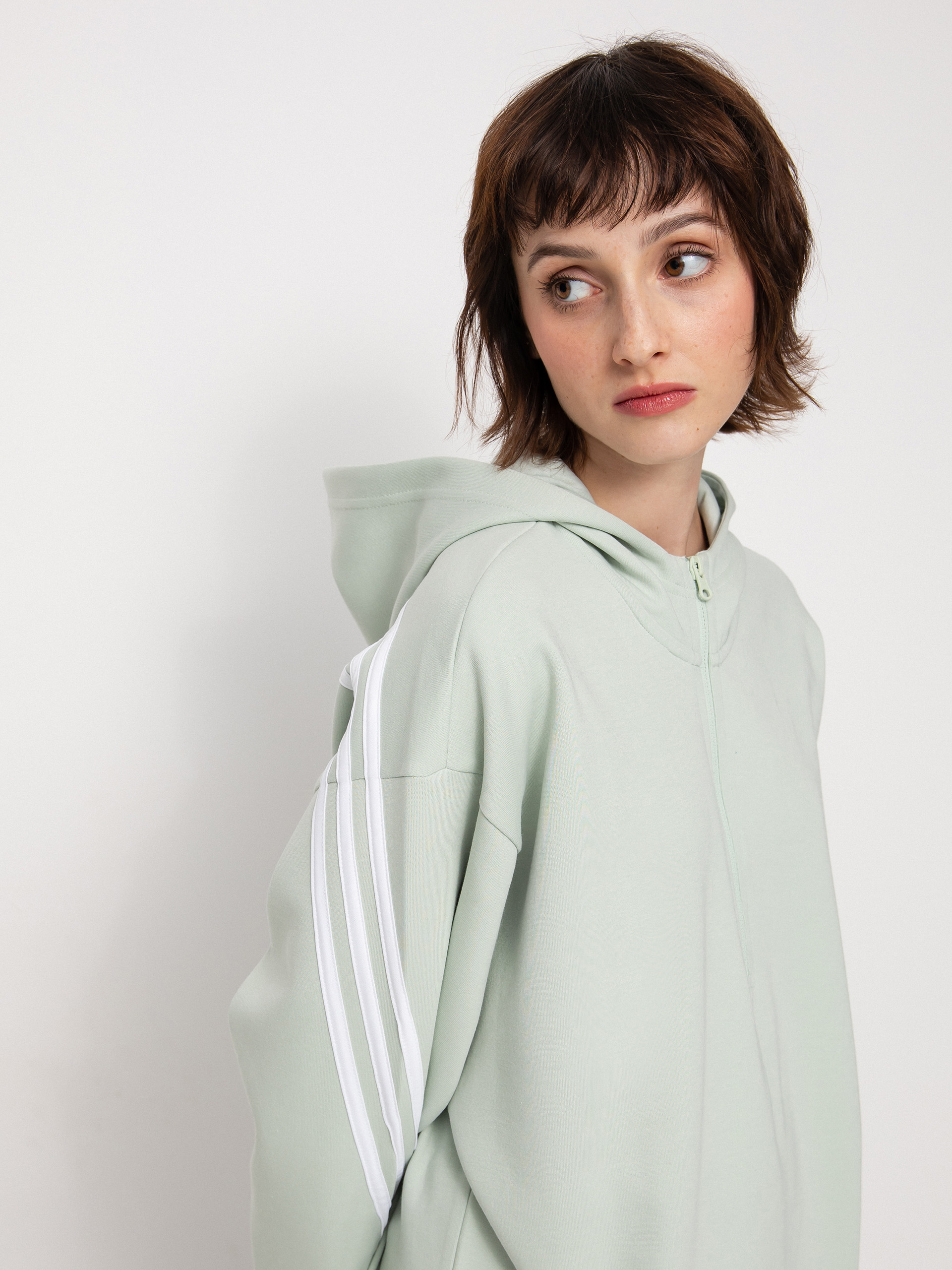 Mikina s kapucí adidas Originals Fi 3S Long HD Wmn (lingrn)