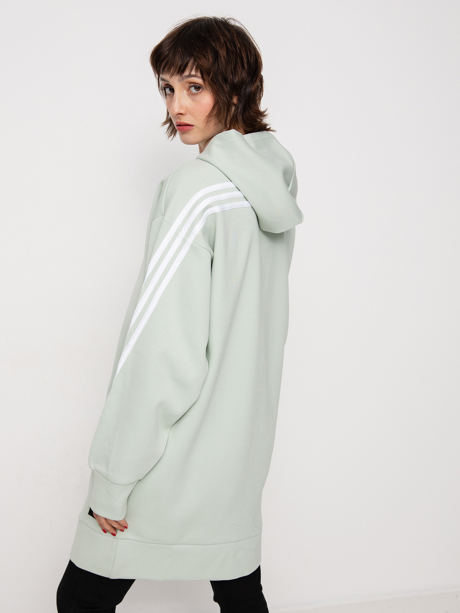 Mikina s kapucí adidas Originals Fi 3S Long HD Wmn (lingrn)