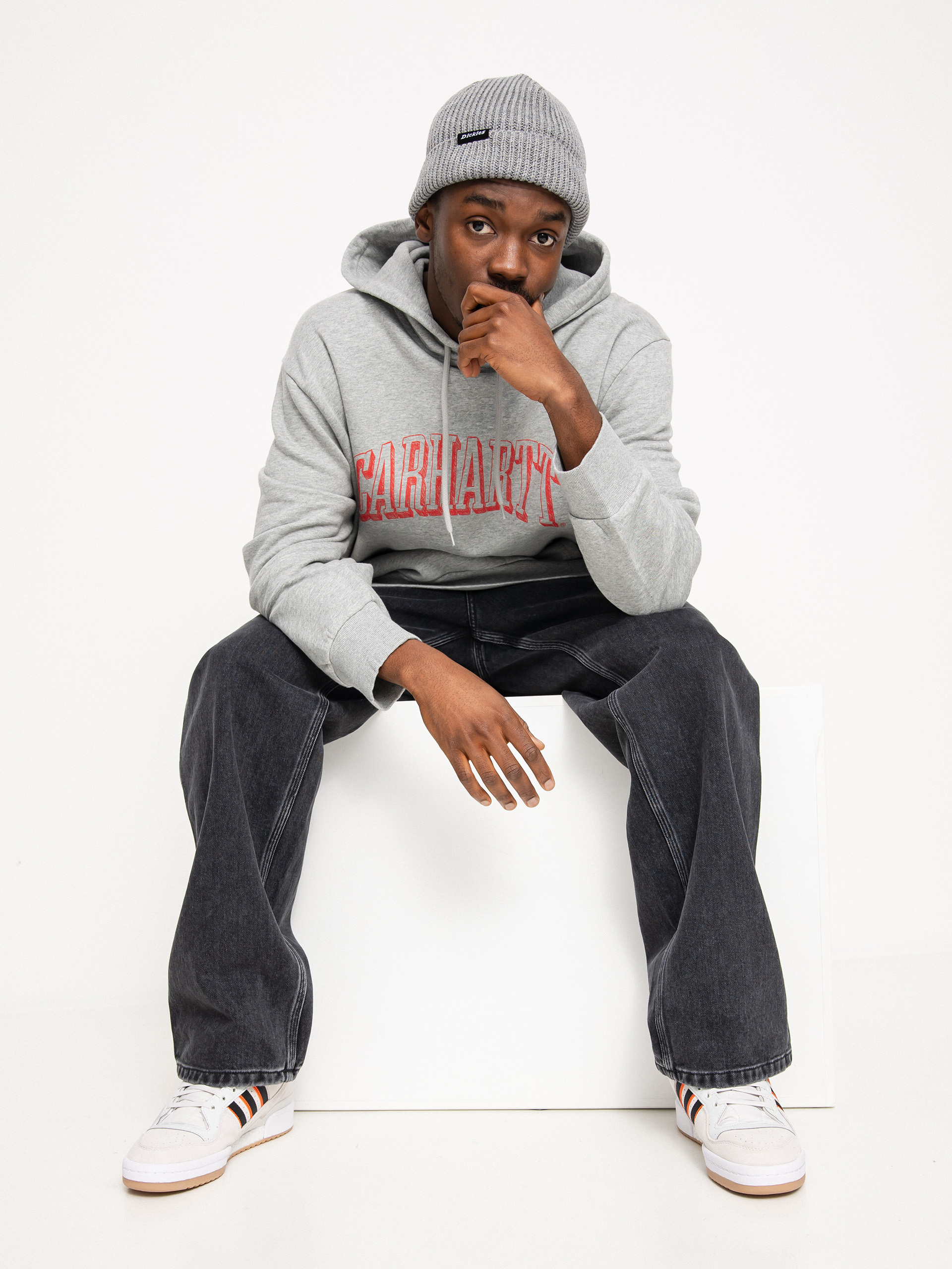 Mikina s kapucí Carhartt WIP Scrawl HD (grey heather/rocket)