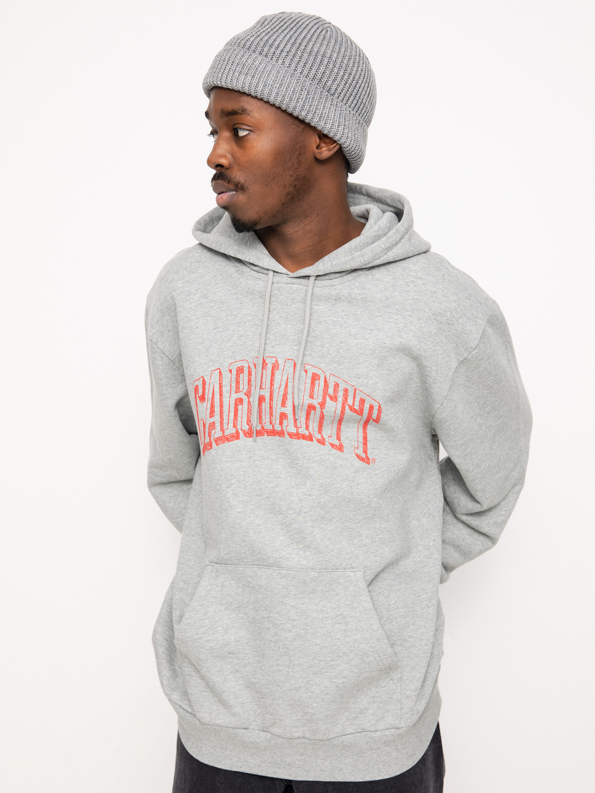 Mikina s kapucí Carhartt WIP Scrawl HD (grey heather/rocket)