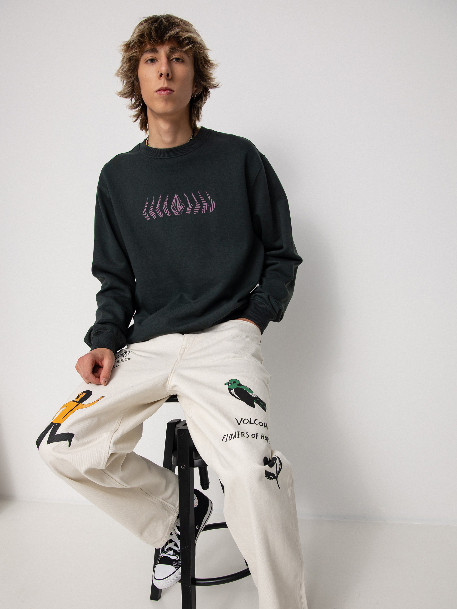 Mikina Volcom Hi School Crew (cedar green)