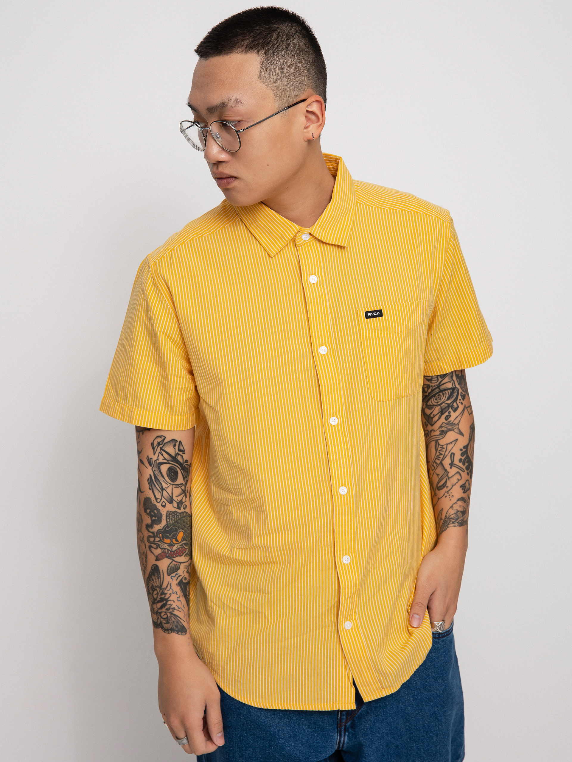 Košile RVCA Endless Seersucker (vintage gold)