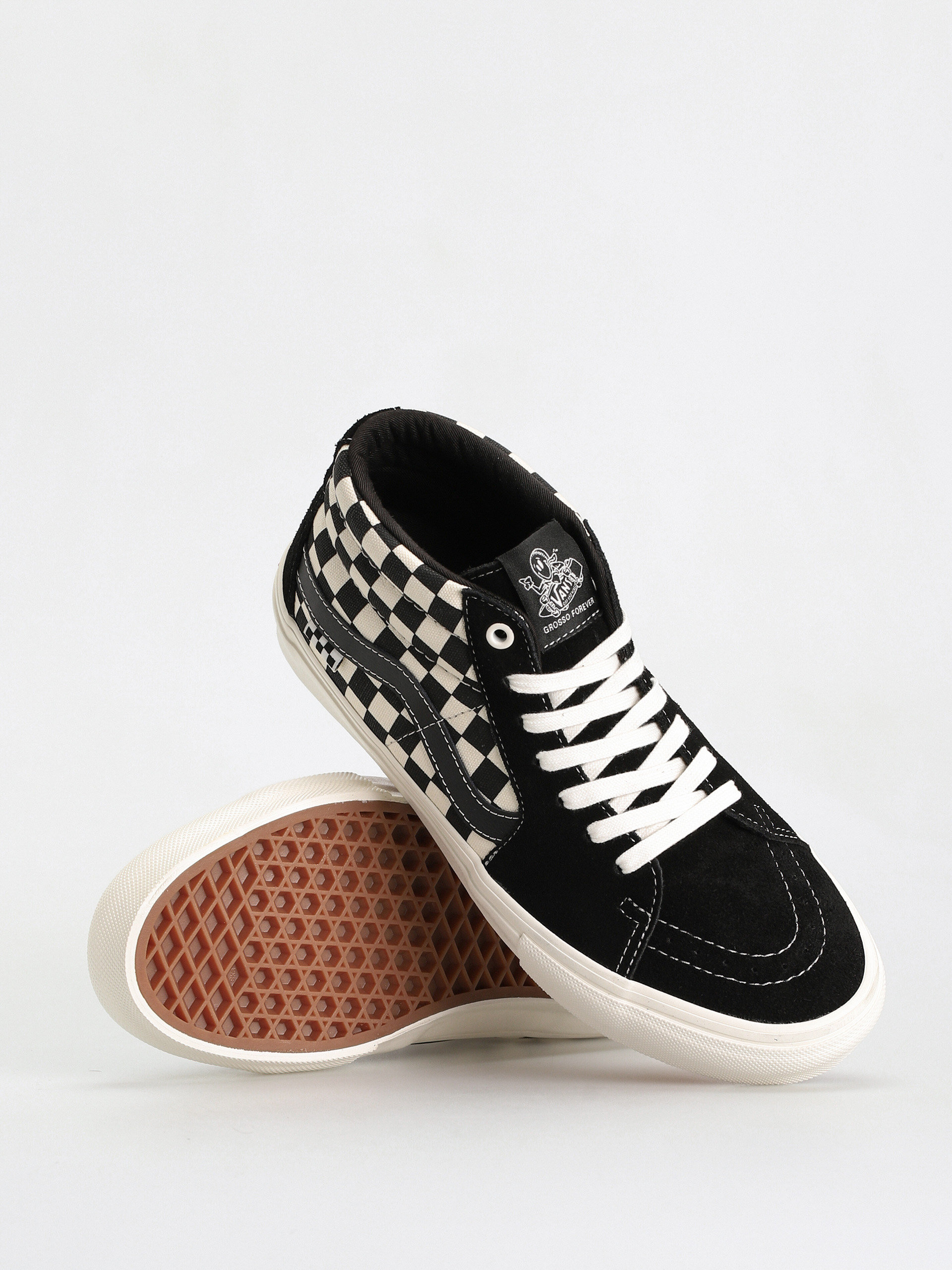 Boty Vans Skate Grosso Mid (checkerboard black/marshmallow)
