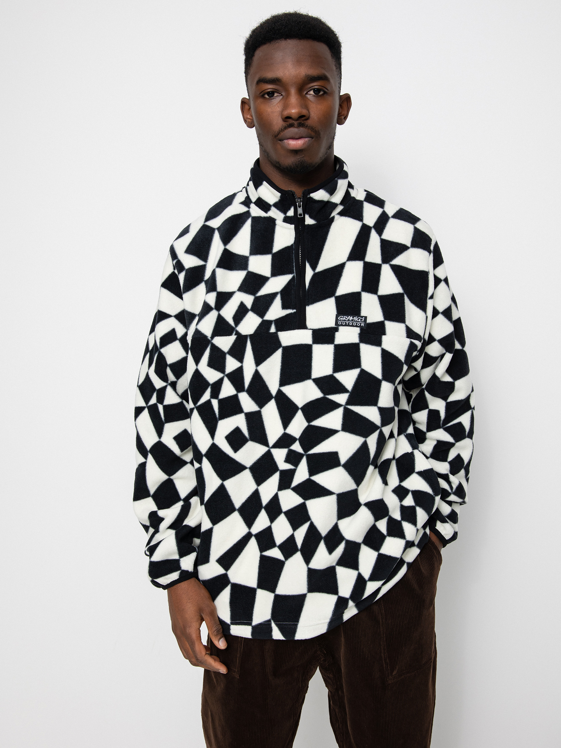 Pánský Fleecová mikina Gramicci Mock Neck (black check)