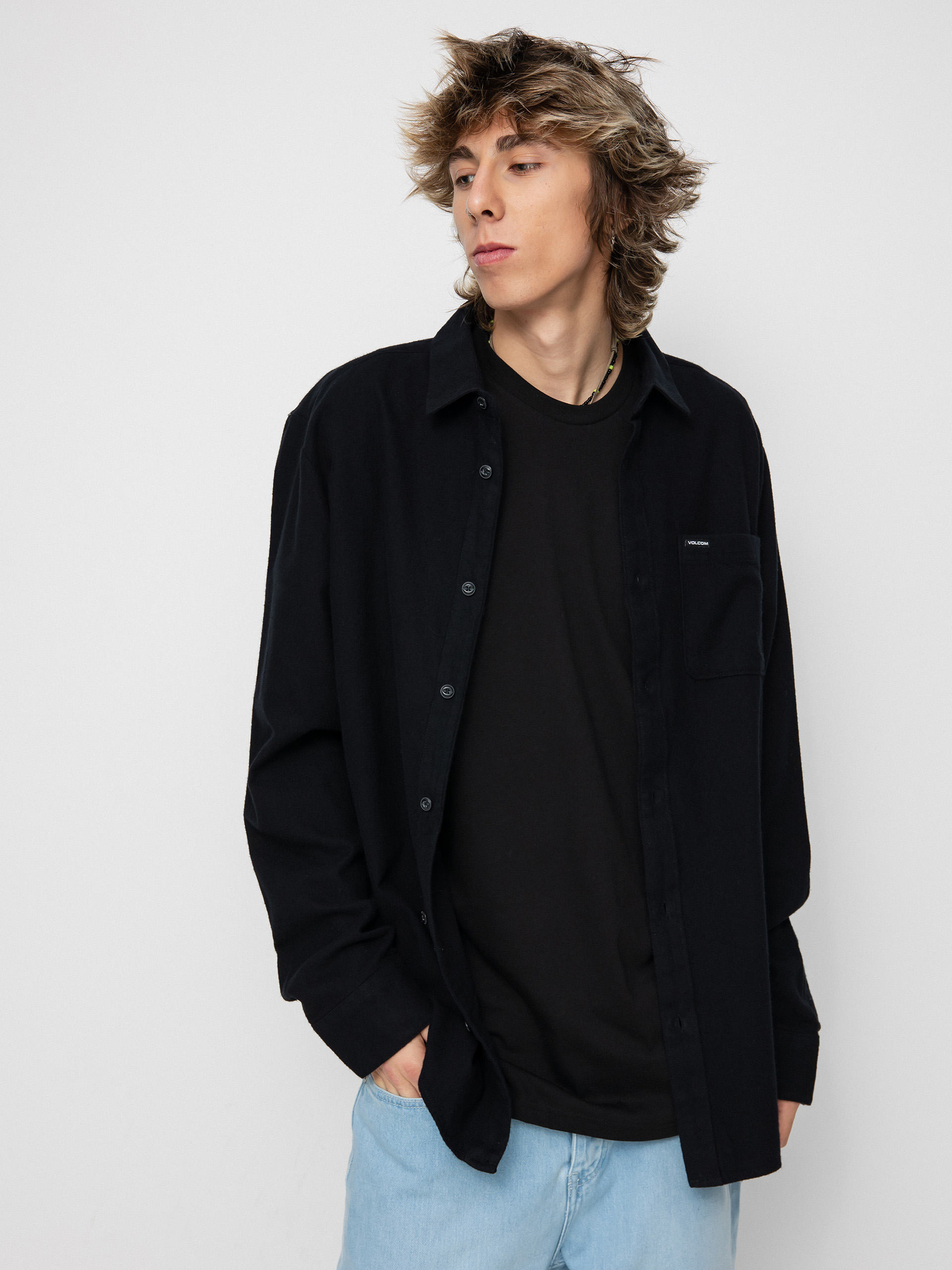 Košile Volcom Caden Solid Ls (black)
