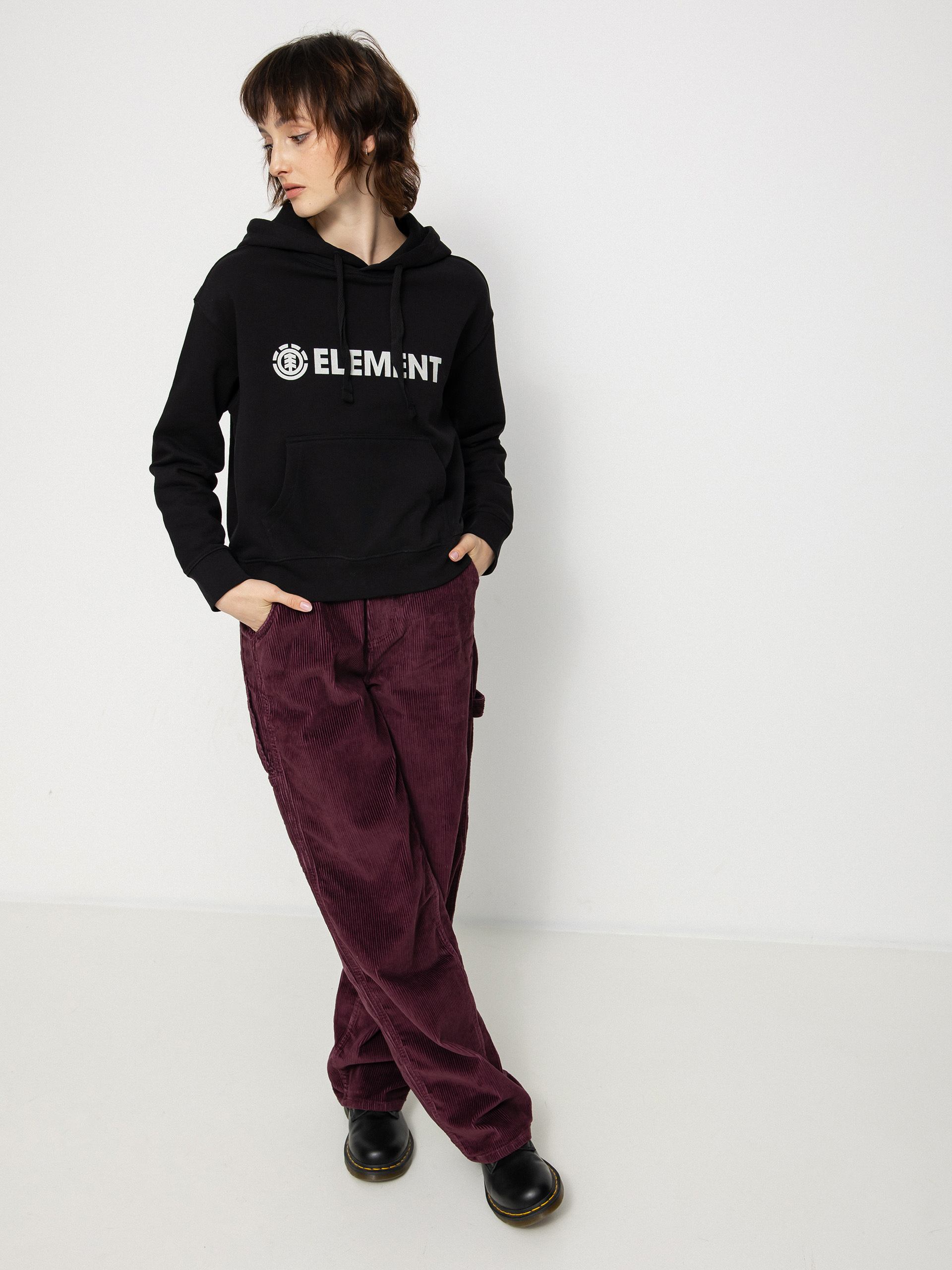 Mikina s kapucí Element Logo HD Wmn (flint black)