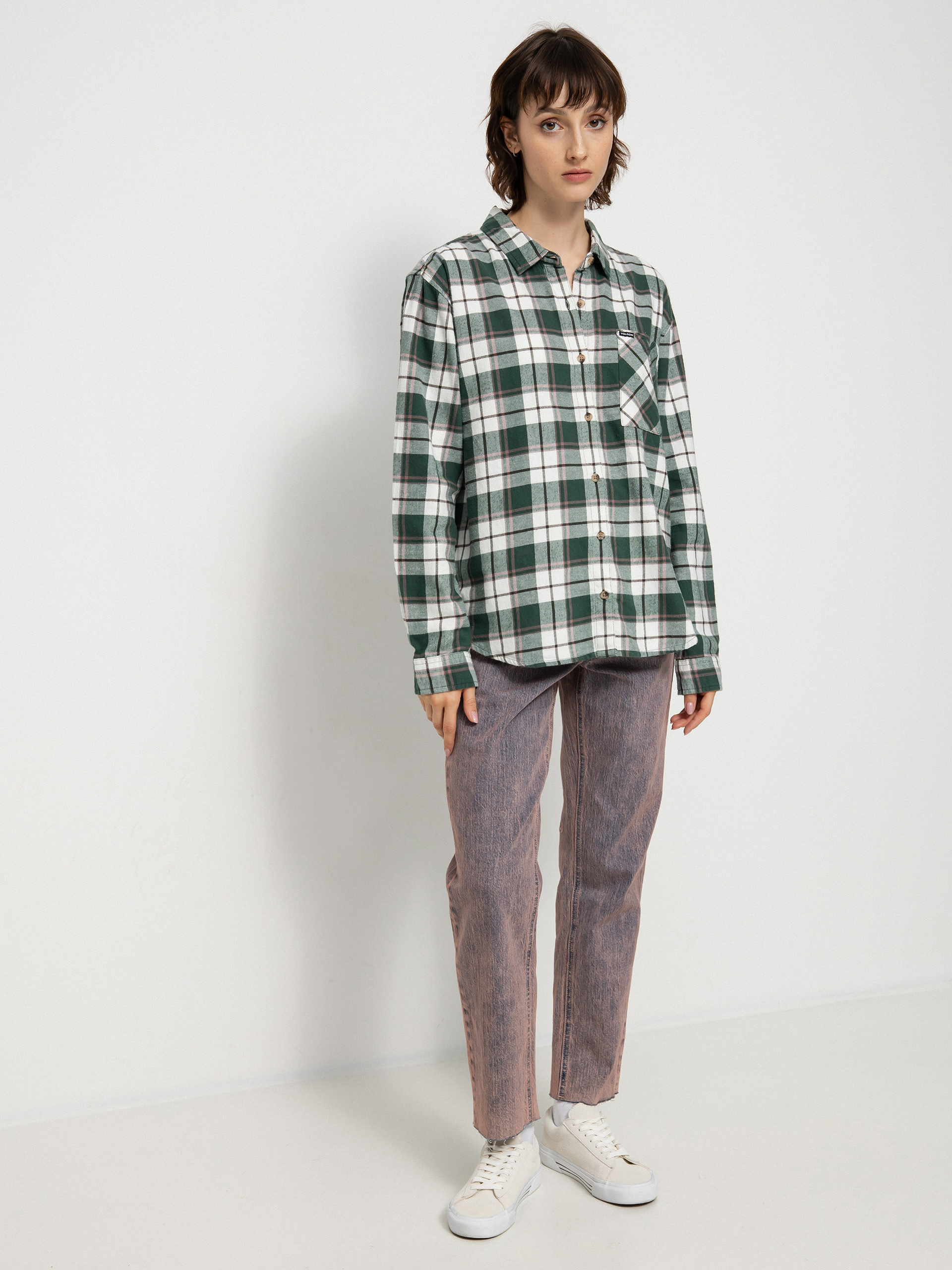 Košile Volcom Plaid To Meet U Ls Wmn (dark pine)