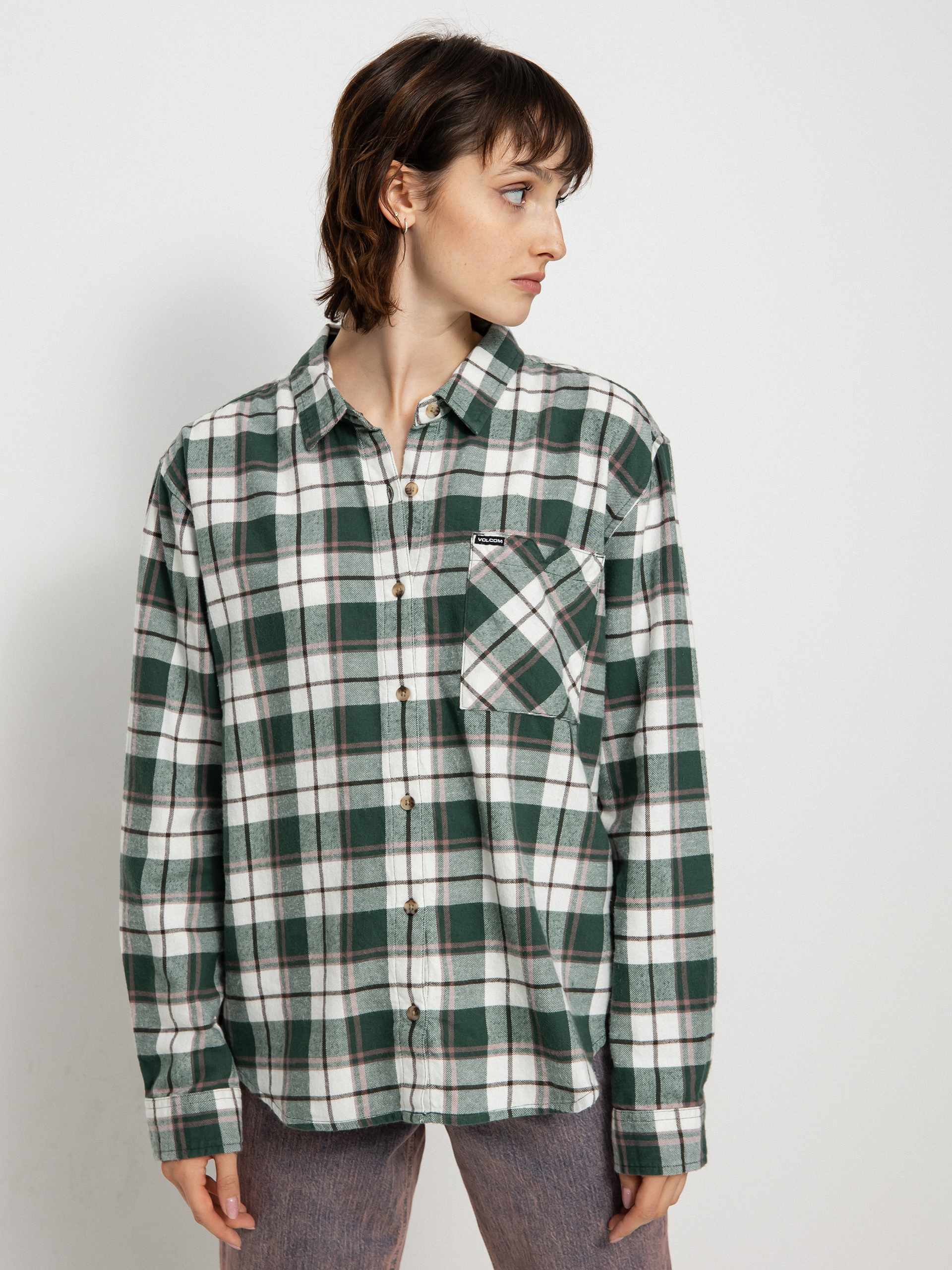 Košile Volcom Plaid To Meet U Ls Wmn (dark pine)