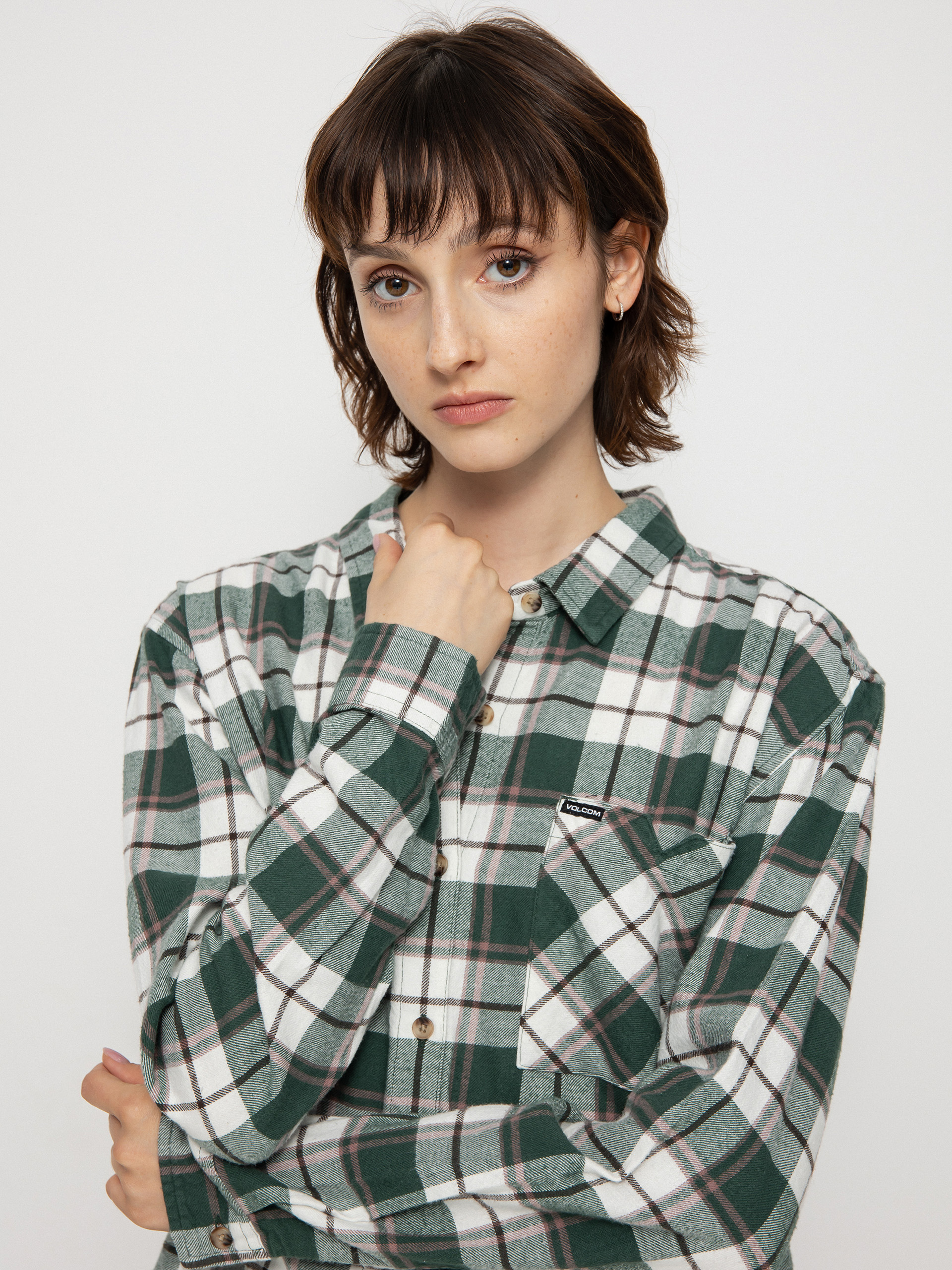 Košile Volcom Plaid To Meet U Ls Wmn (dark pine)