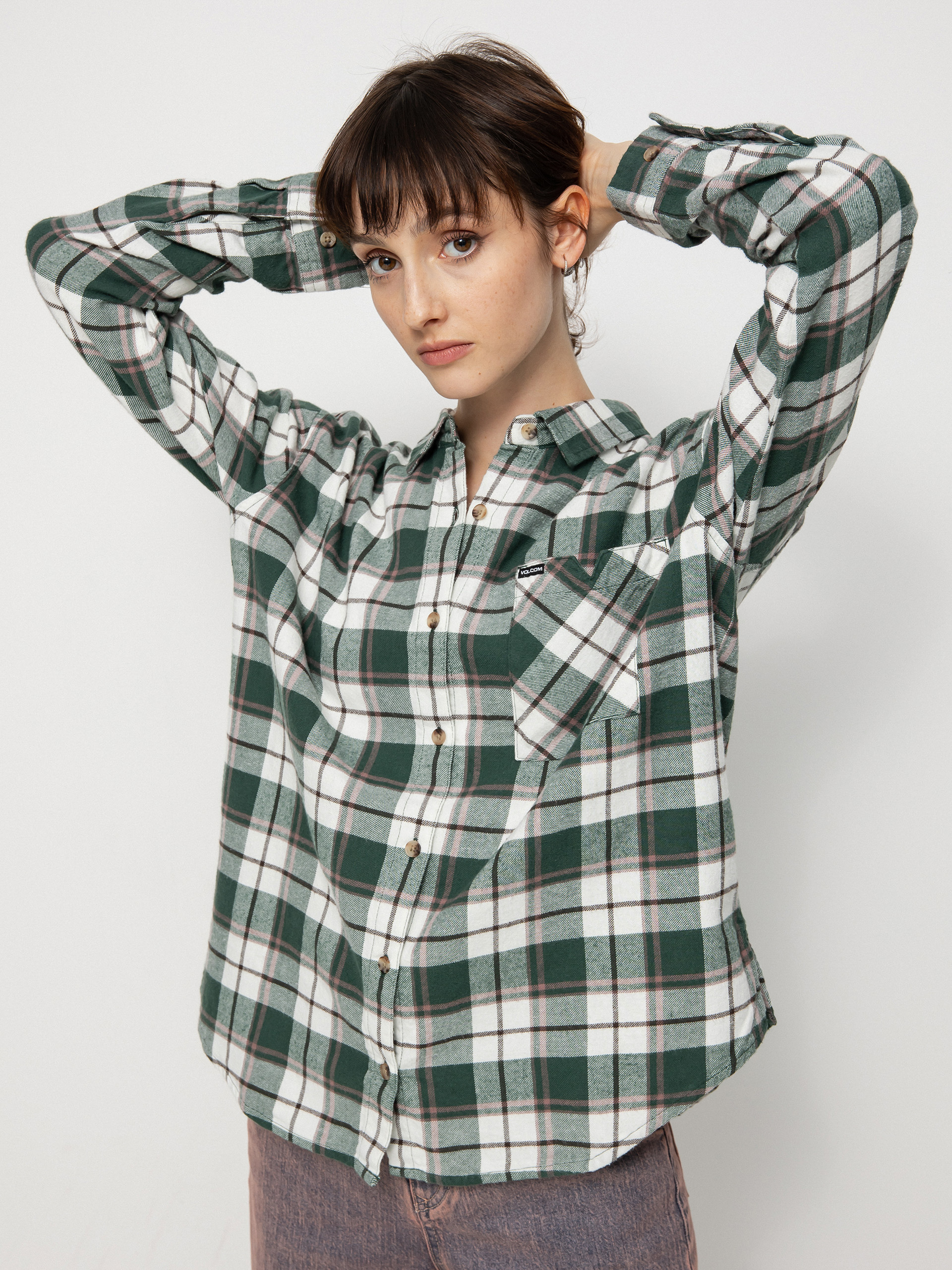 Košile Volcom Plaid To Meet U Ls Wmn (dark pine)