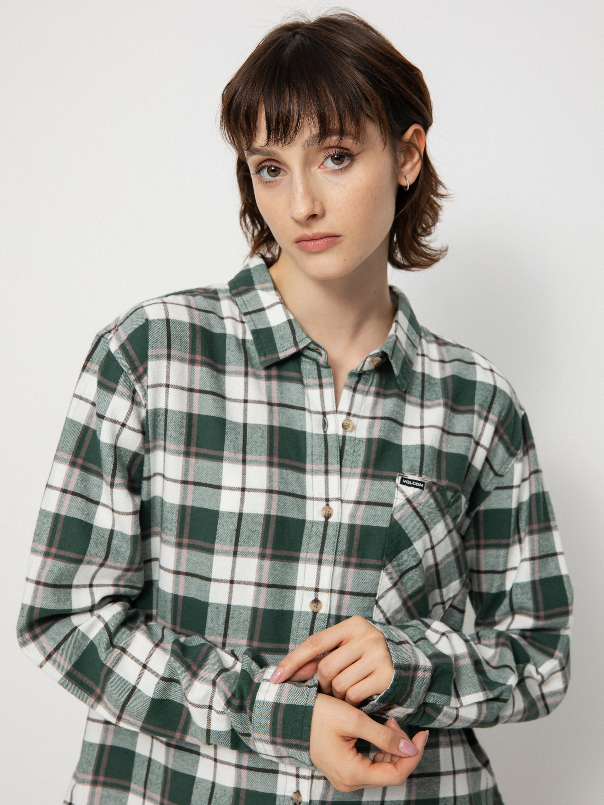 Košile Volcom Plaid To Meet U Ls Wmn (dark pine)