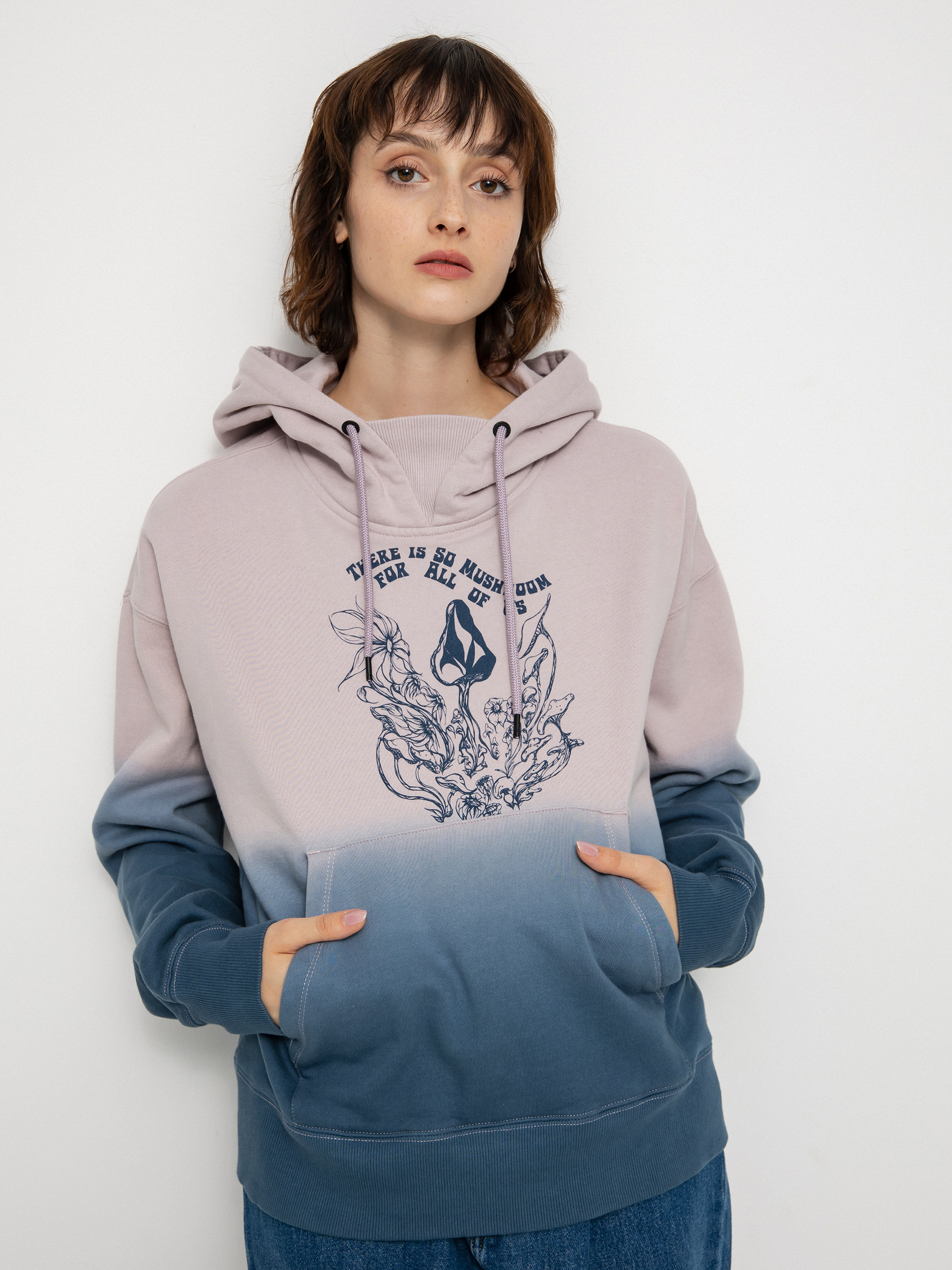 Mikina s kapucí Volcom Vol Peak HD Wmn (petrol blue)