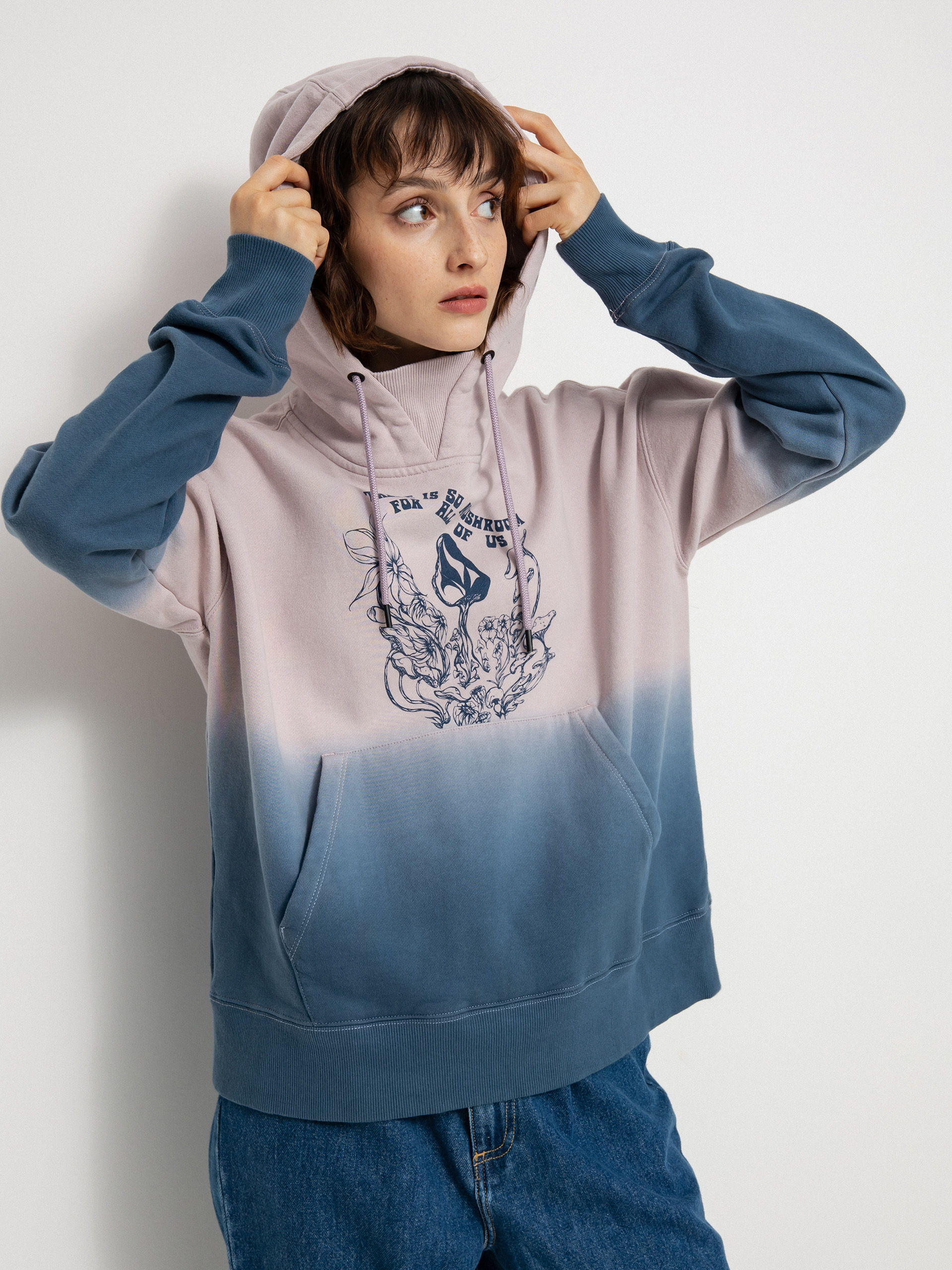 Mikina s kapucí Volcom Vol Peak HD Wmn (petrol blue)