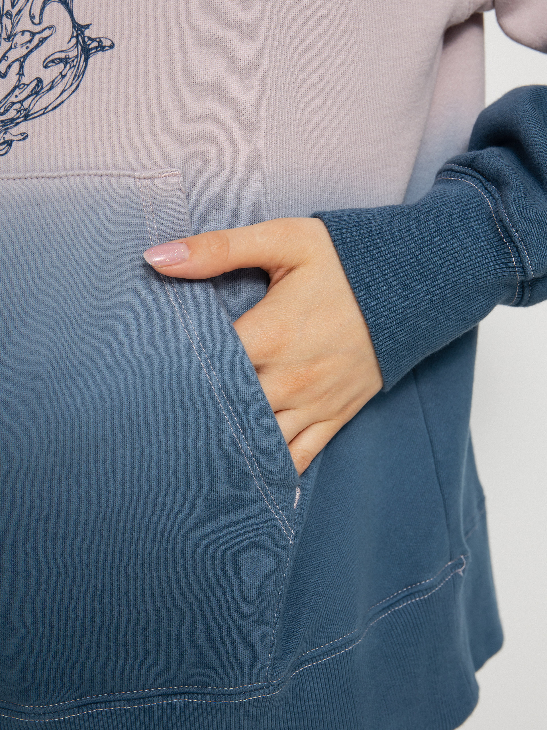 Mikina s kapucí Volcom Vol Peak HD Wmn (petrol blue)