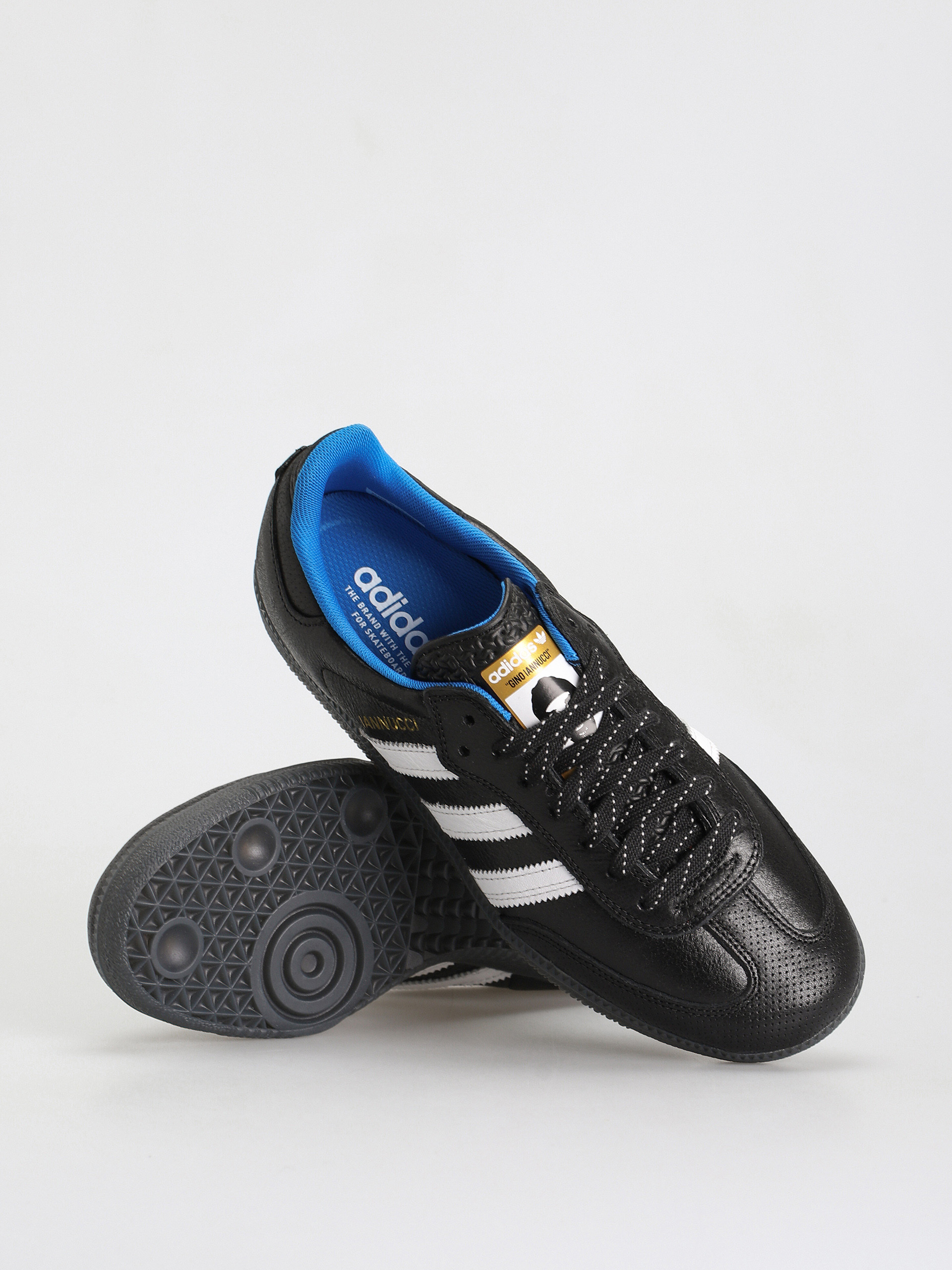 adidas gazelle silver green womens ADIDAS GINO SAMBA ADV RYR BLACK / WHITE– Bluetile Skateboards main image 1