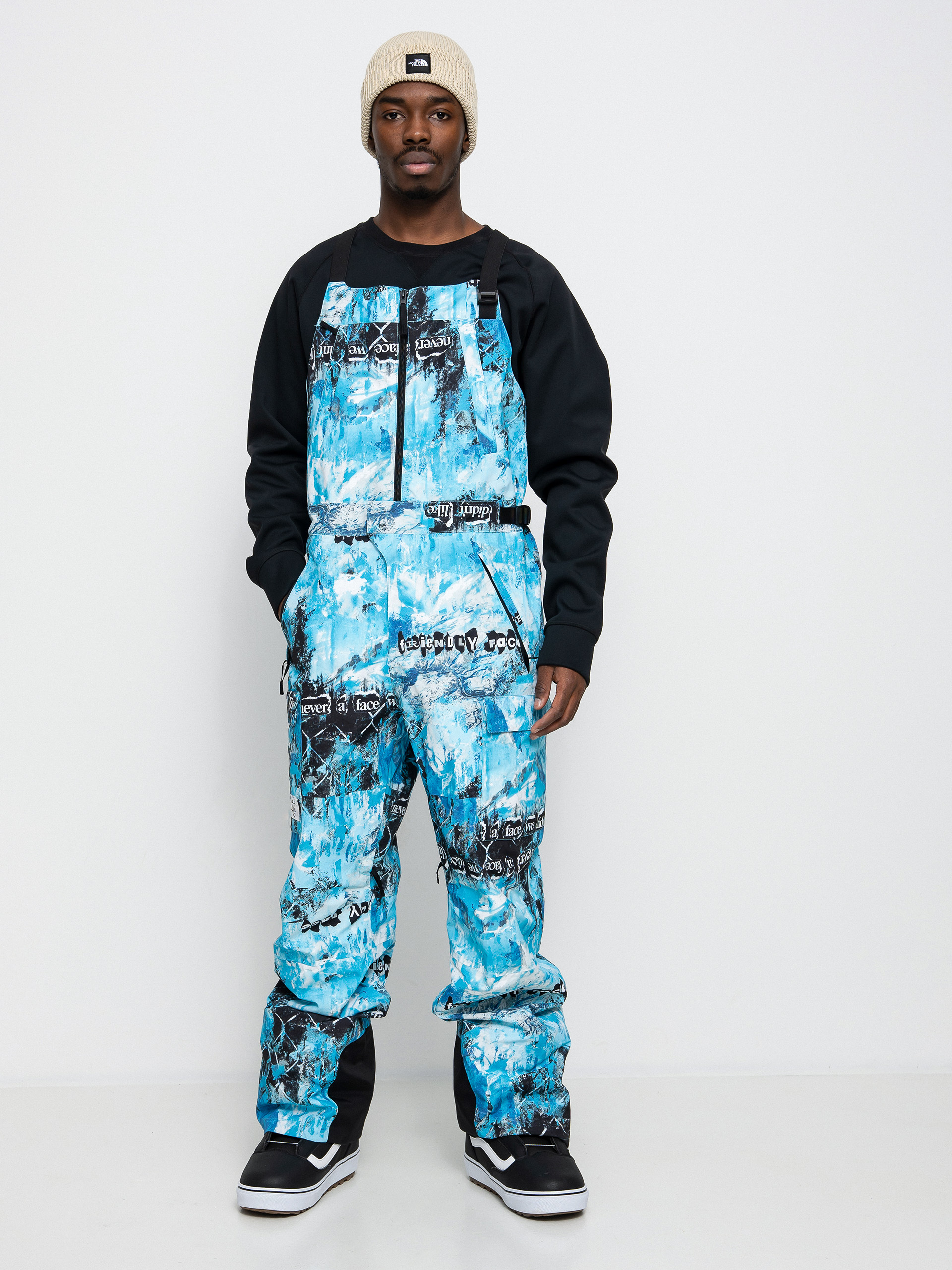 Pánské Snowboardové kalhoty  The North Face Printed Dragline Bib (norse blue/cole navin/never a face print)