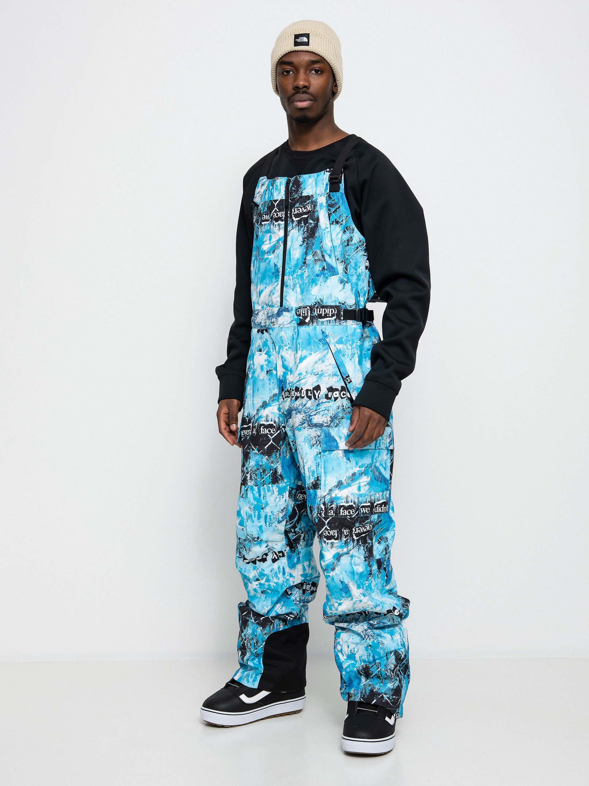 Pánské Snowboardové kalhoty  The North Face Printed Dragline Bib (norse blue/cole navin/never a face print)