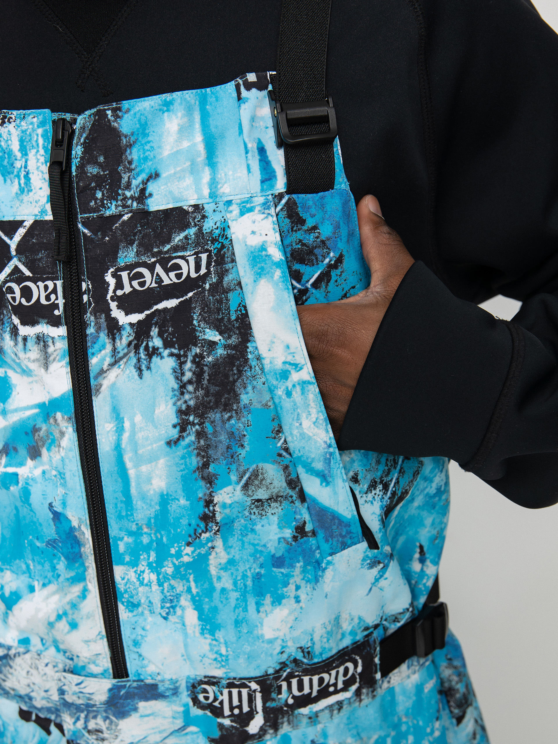 Pánské Snowboardové kalhoty  The North Face Printed Dragline Bib (norse blue/cole navin/never a face print)