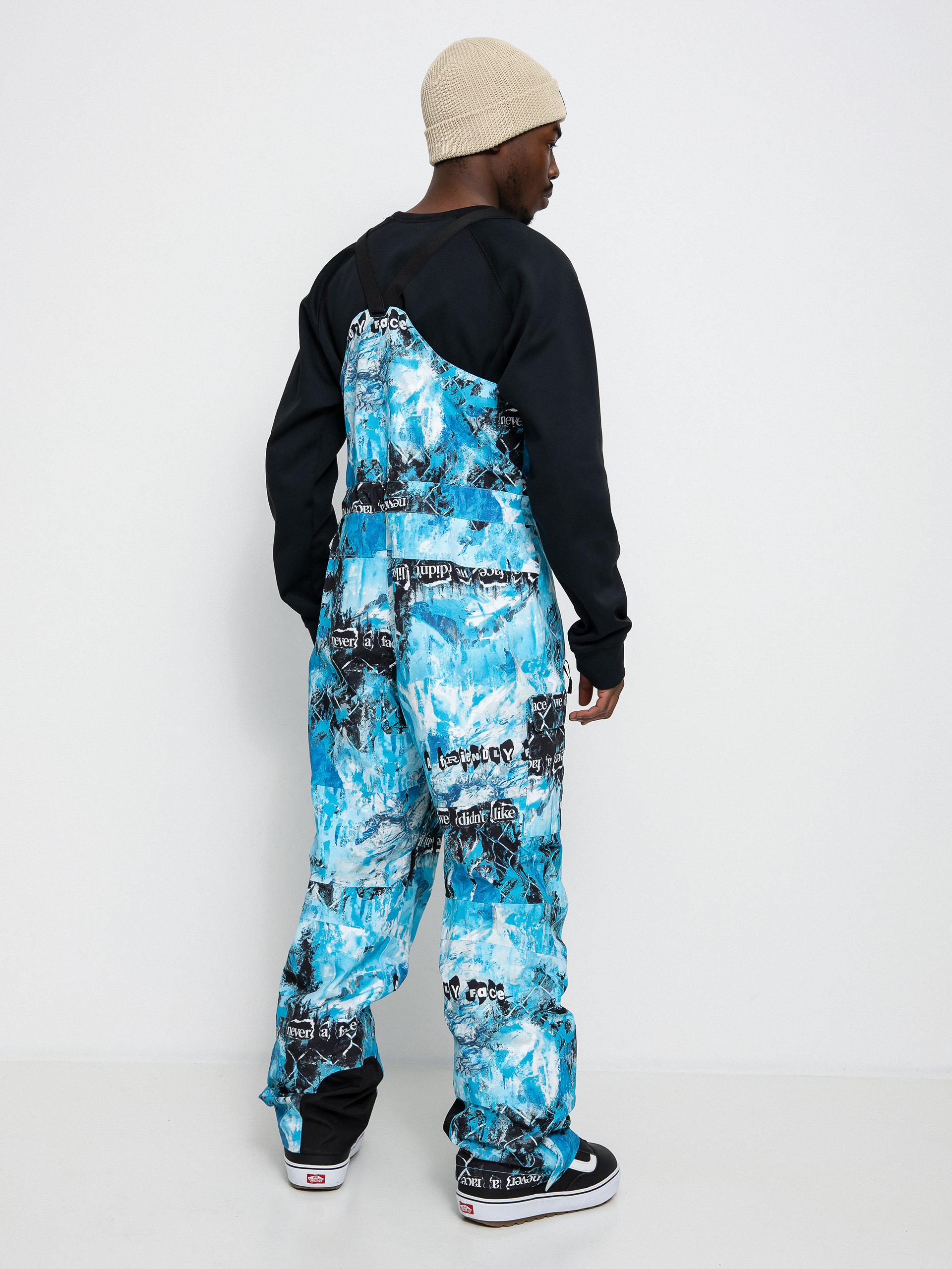 Pánské Snowboardové kalhoty  The North Face Printed Dragline Bib (norse blue/cole navin/never a face print)