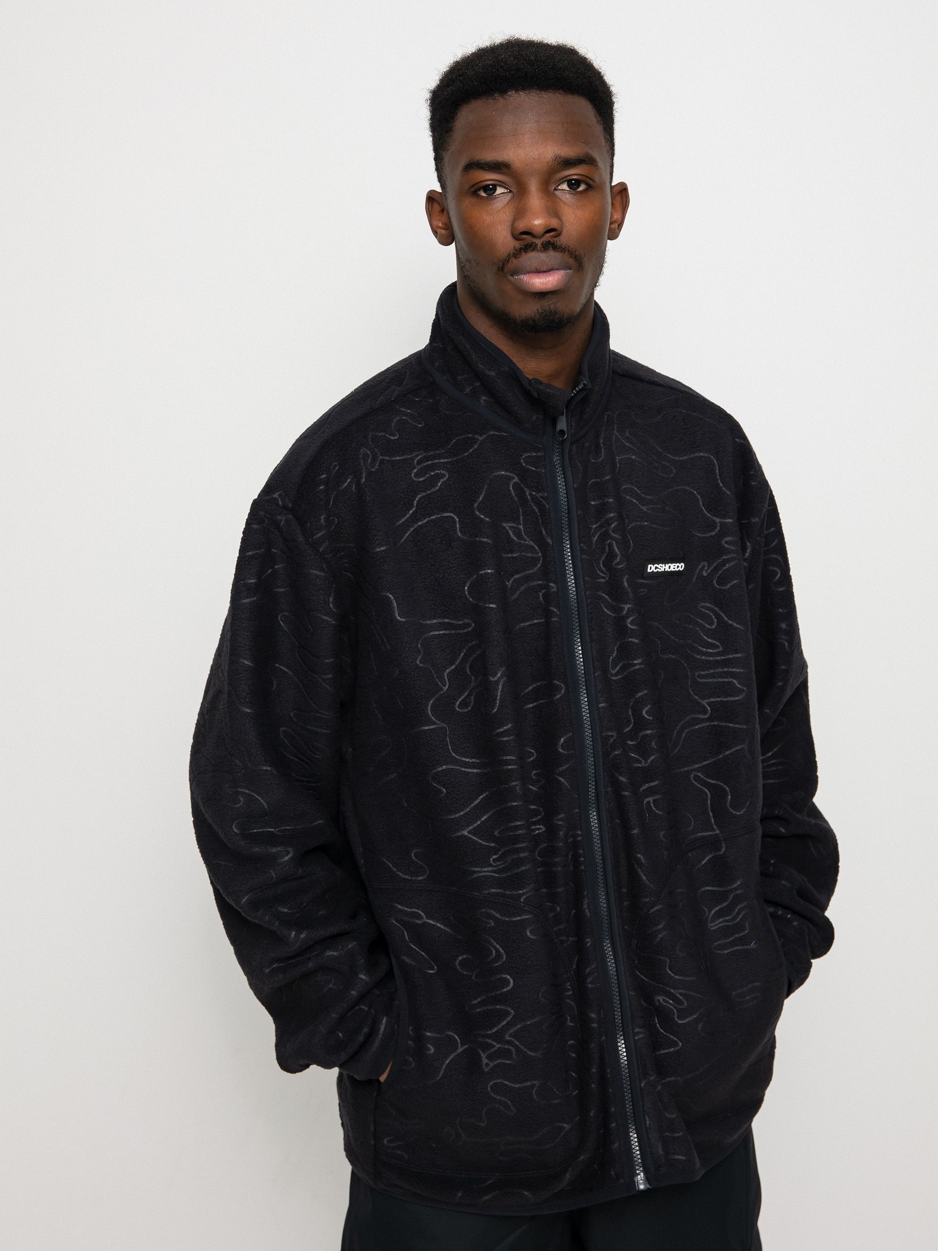 Pánský Fleecová mikina DC Outsider (black outline camo)