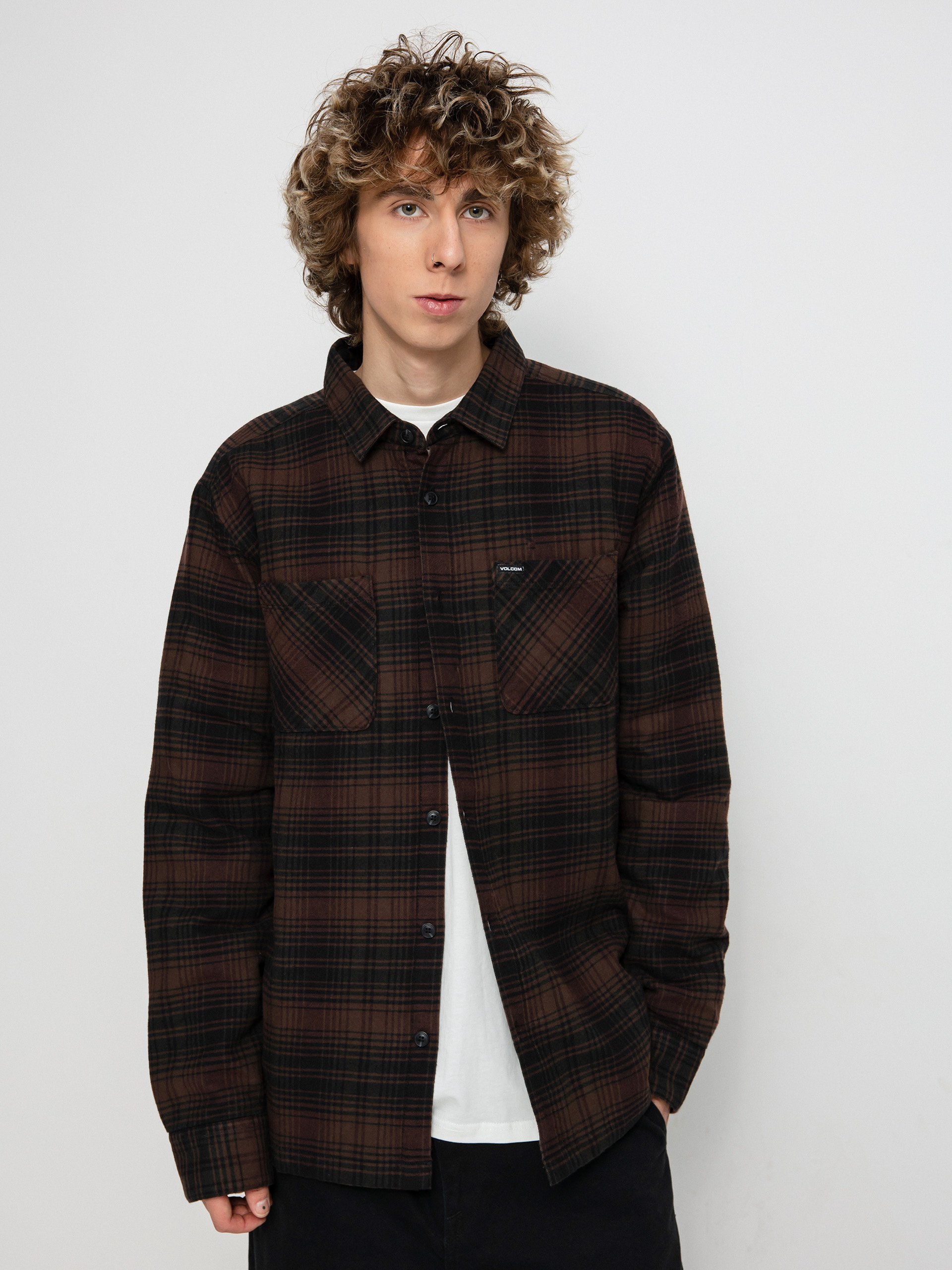 Košile Volcom Overstoned Flannel Ls (mahogany)