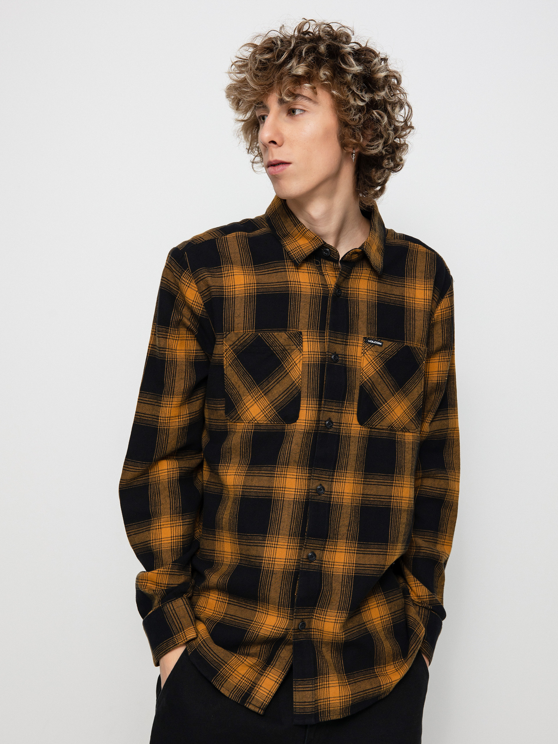 Košile Volcom Netastone Flannel Ls (rinsed black)