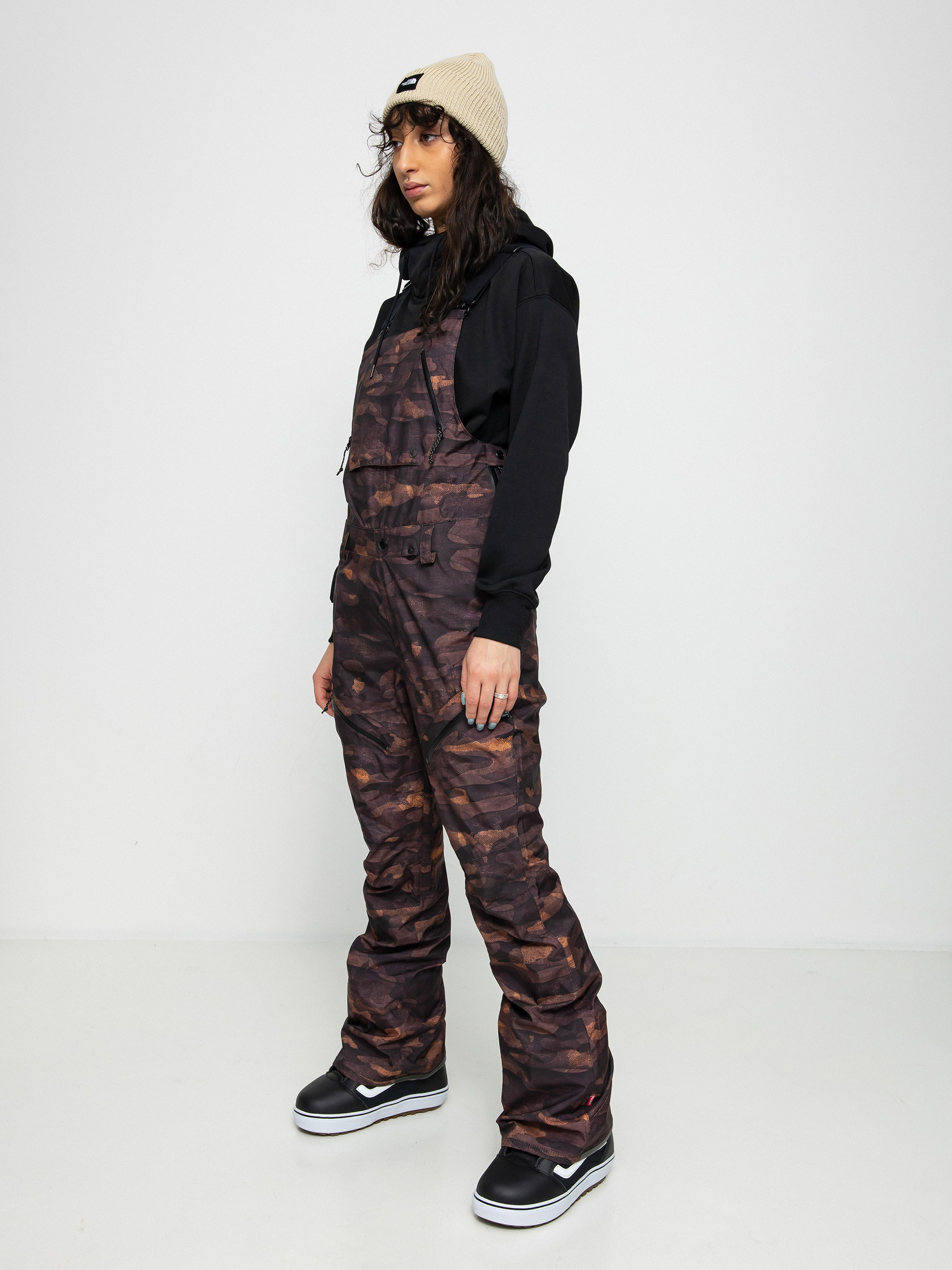 Snowboardové kalhoty  Volcom Elm Stretch Gore Bib Overall Wmn (dusk camo)