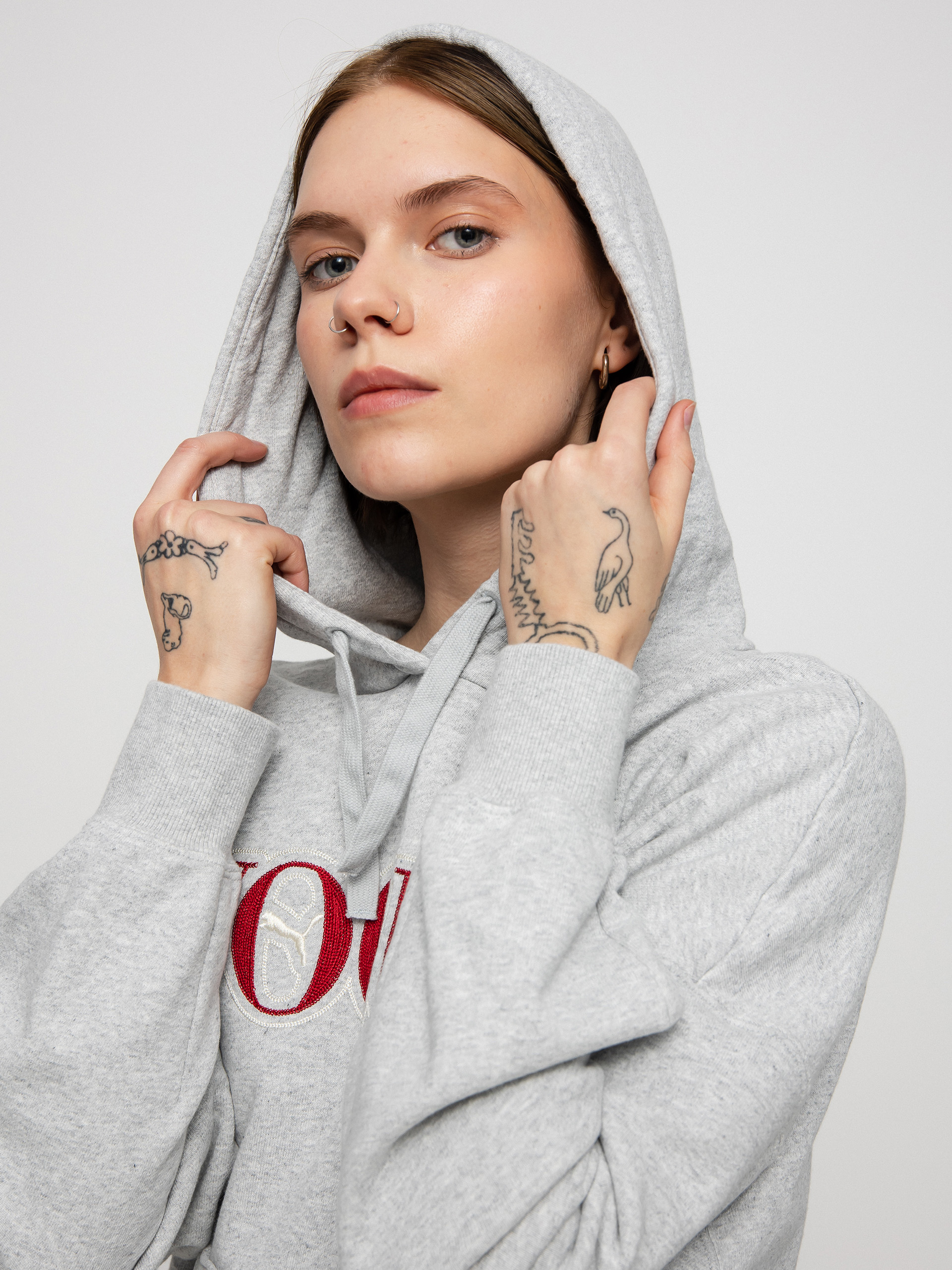 Mikina s kapucí Puma X Vogue Oversized HD Wmn (light gray heather)