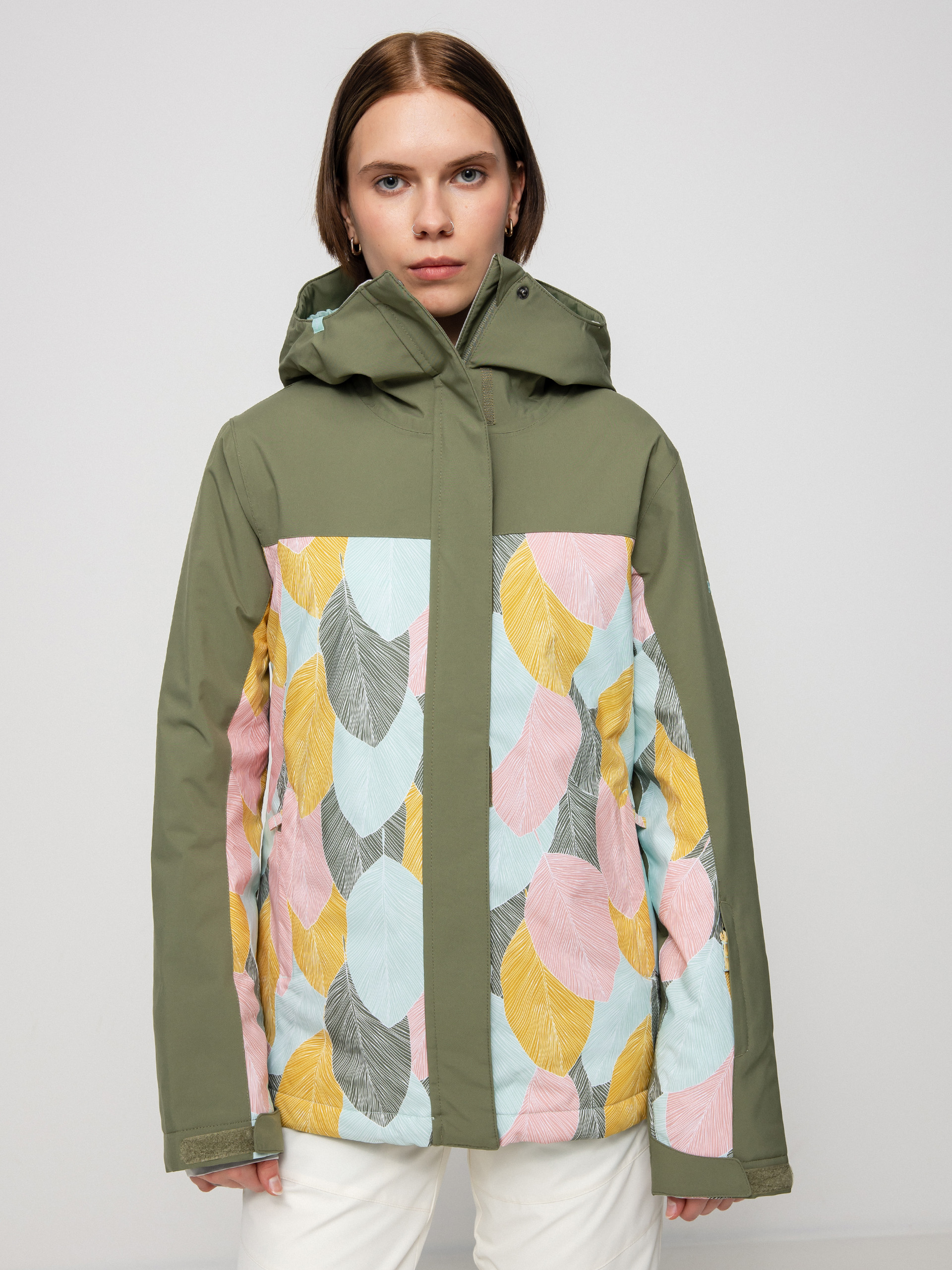 Snowboardová bunda Roxy Galaxy Print Block Wmn (deep lichen green la palmeraie)