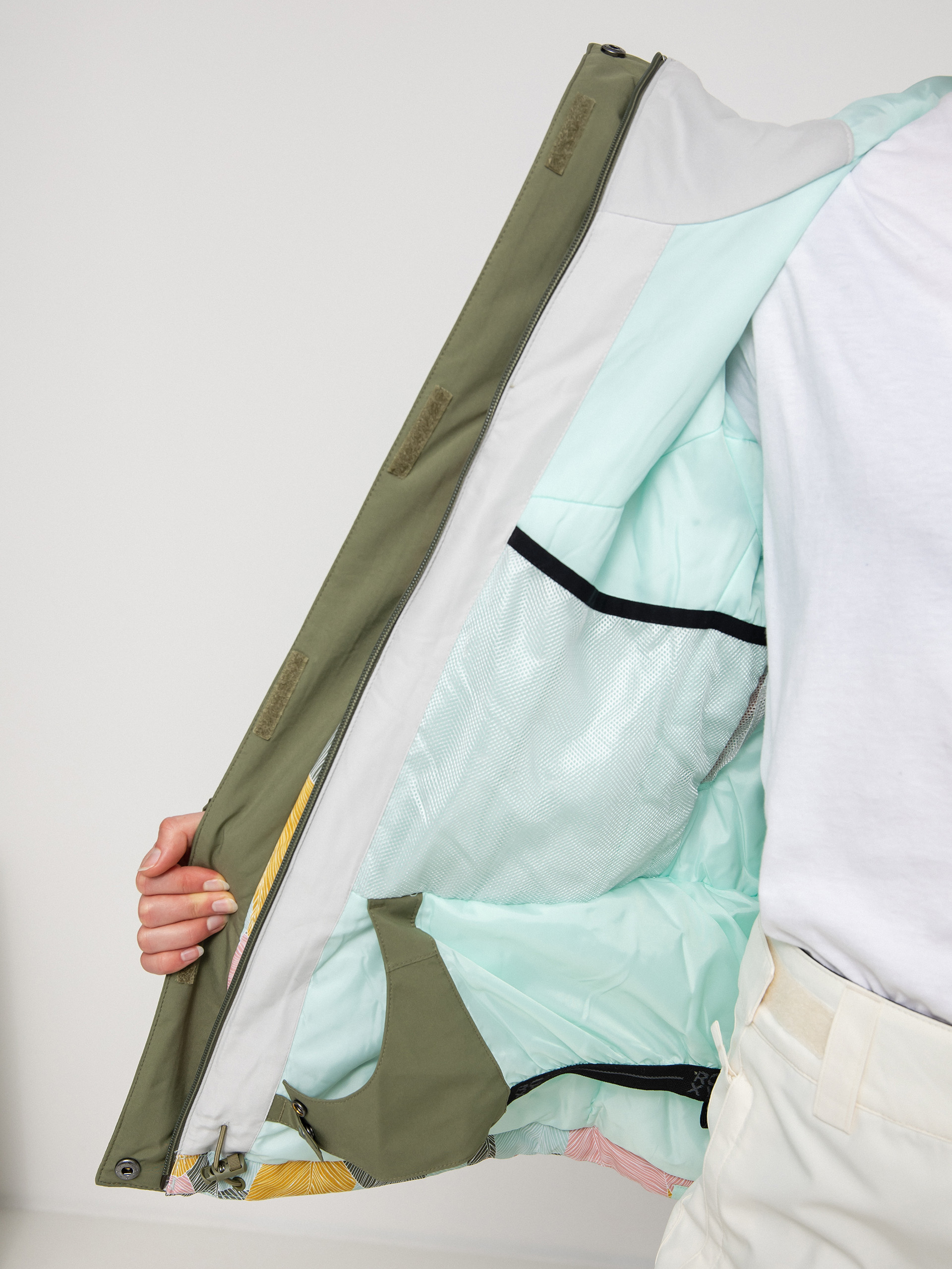 Dámská Snowboardová bunda Roxy Galaxy Print Block (deep lichen green la palmeraie)