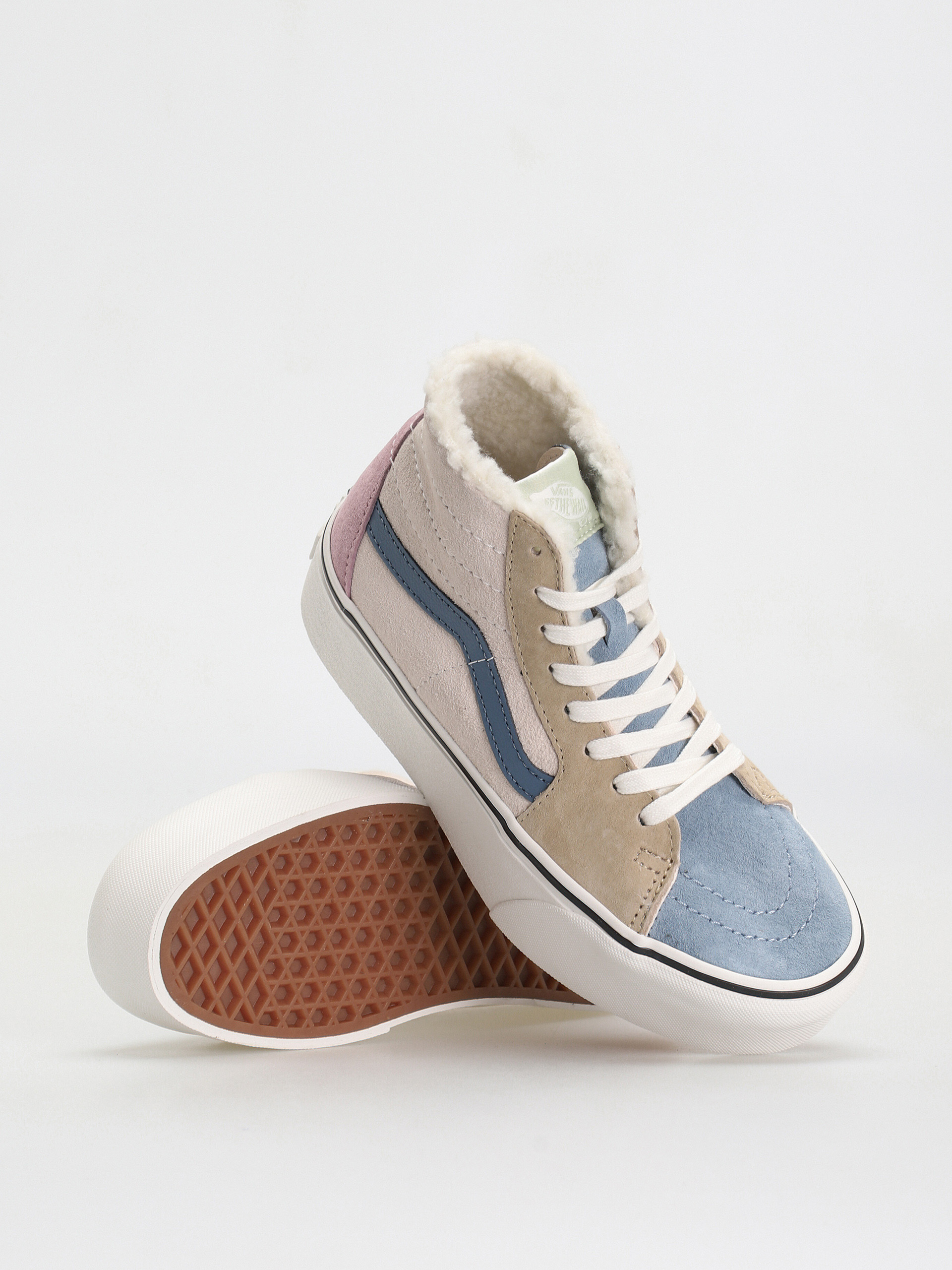 Boty Vans Sk8 Hi Tapered Stackform (pig suede/sherpa multi color)