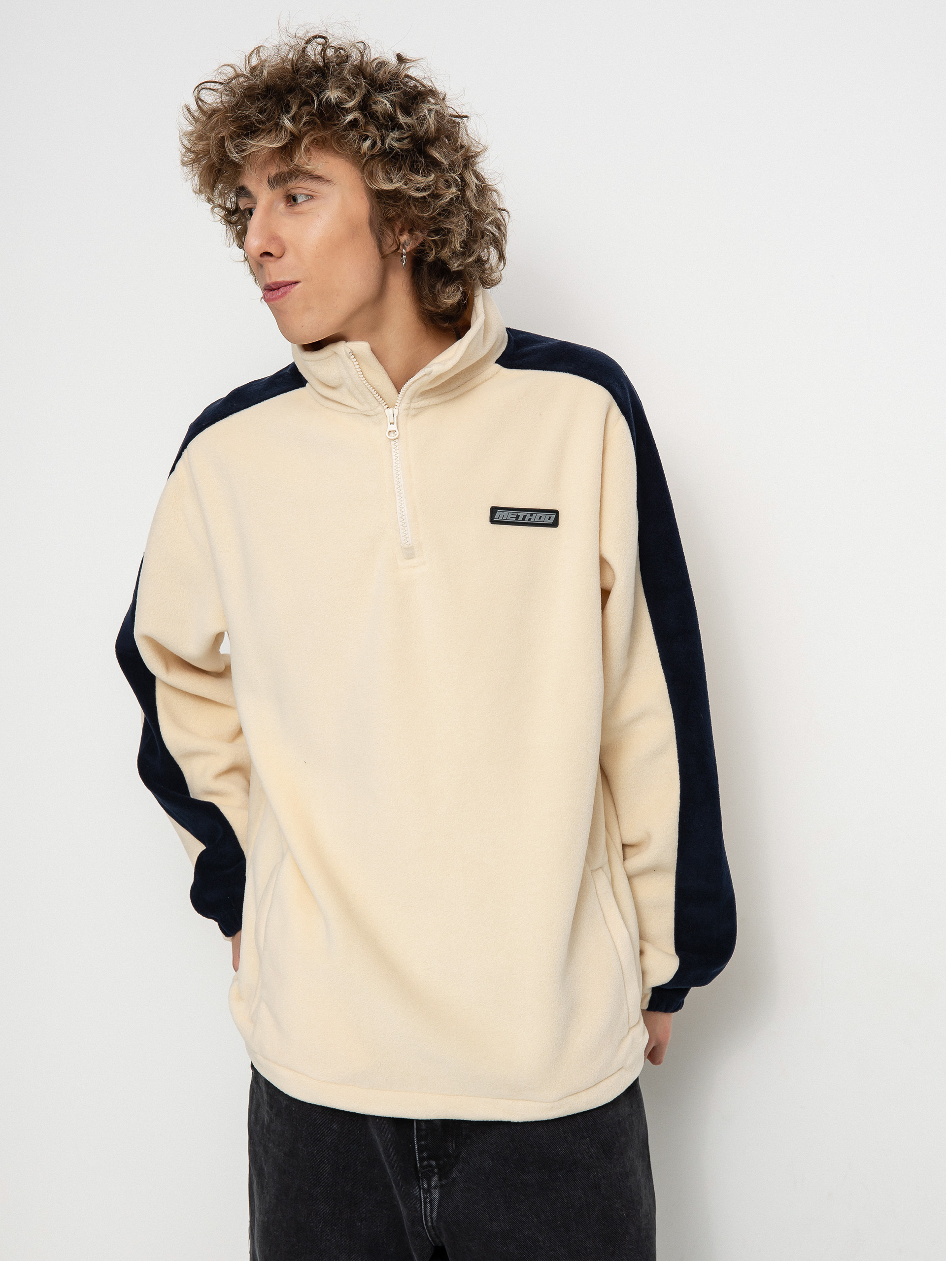 Pánský Fleecová mikina Method Fast Times 1/4 Zip (oat/navy)