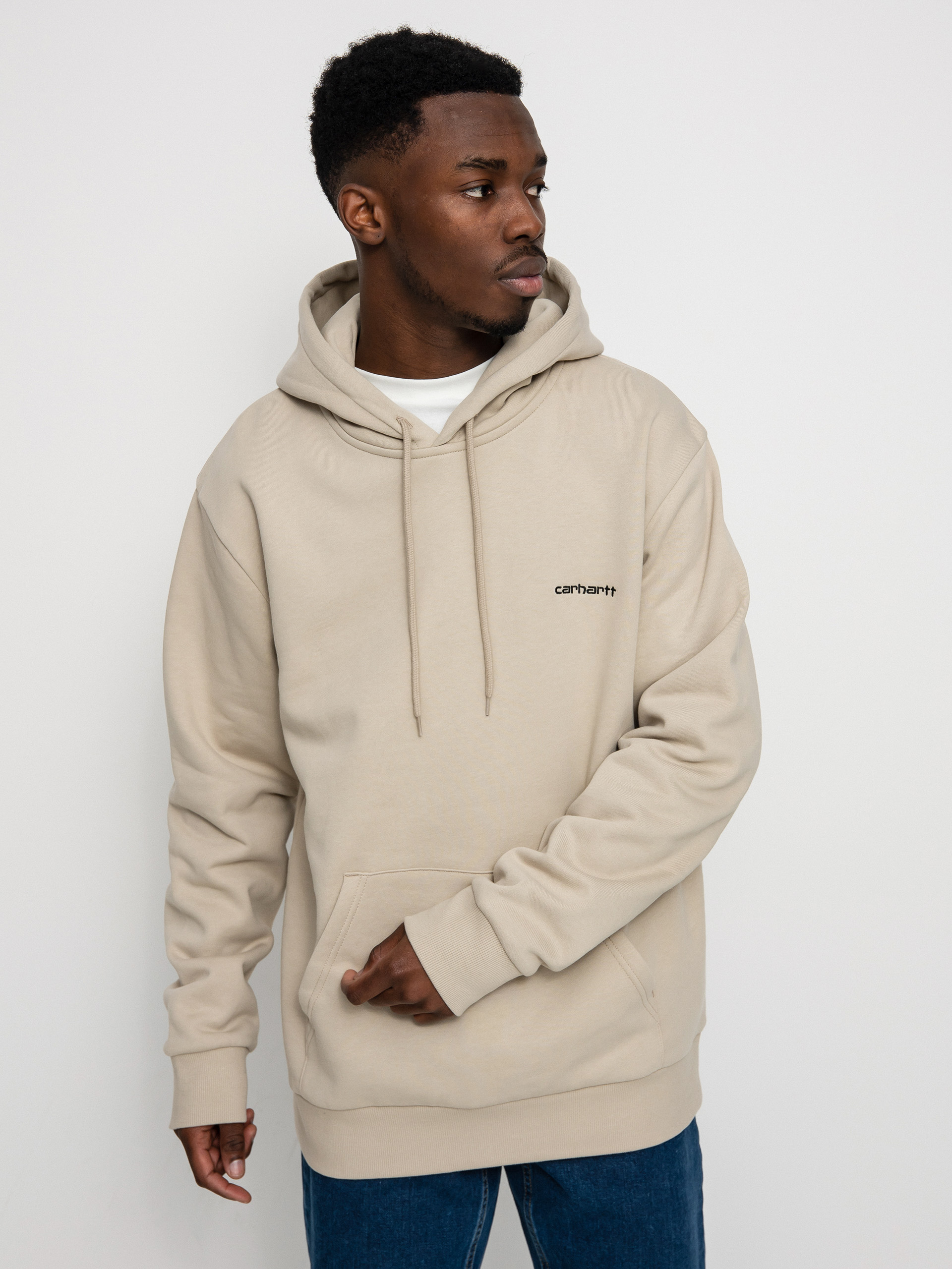 Mikina s kapucí Carhartt WIP Script Embroidery HD (wall/black)