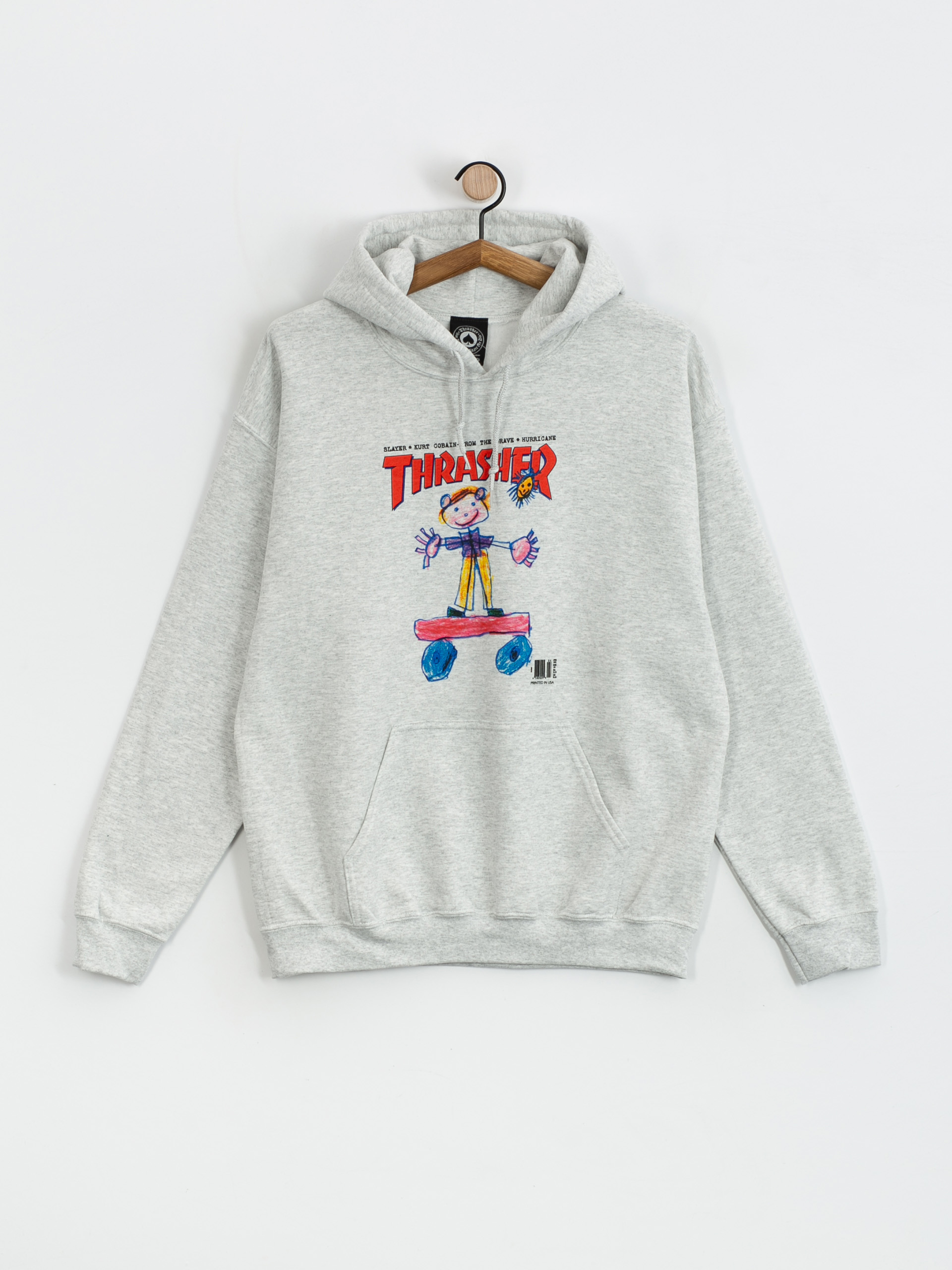 Mikina s kapucí Thrasher Kid Cover HD (ash)