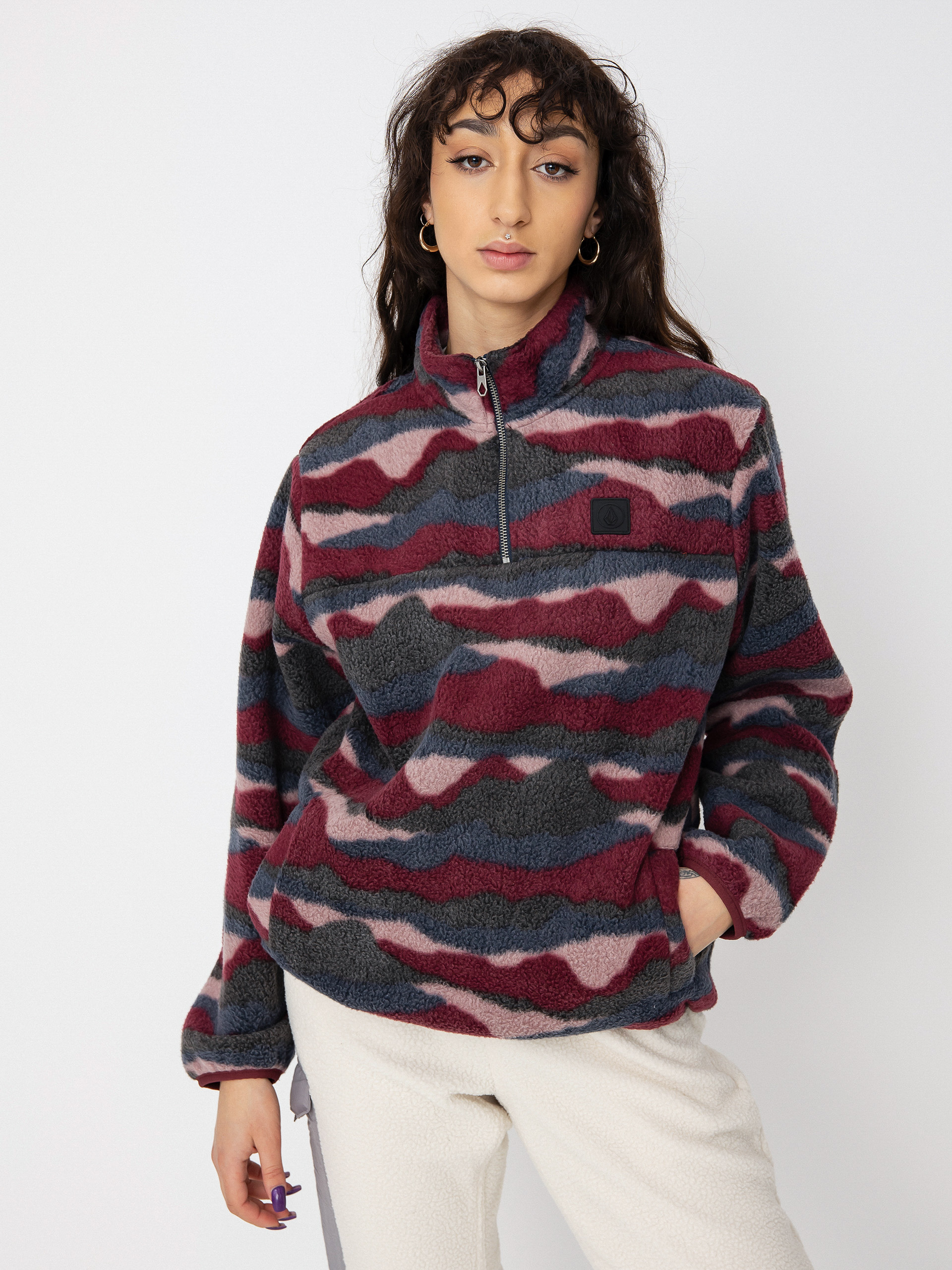 Mikina Volcom Pheelin It Mock Neck Wmn (burgundy)