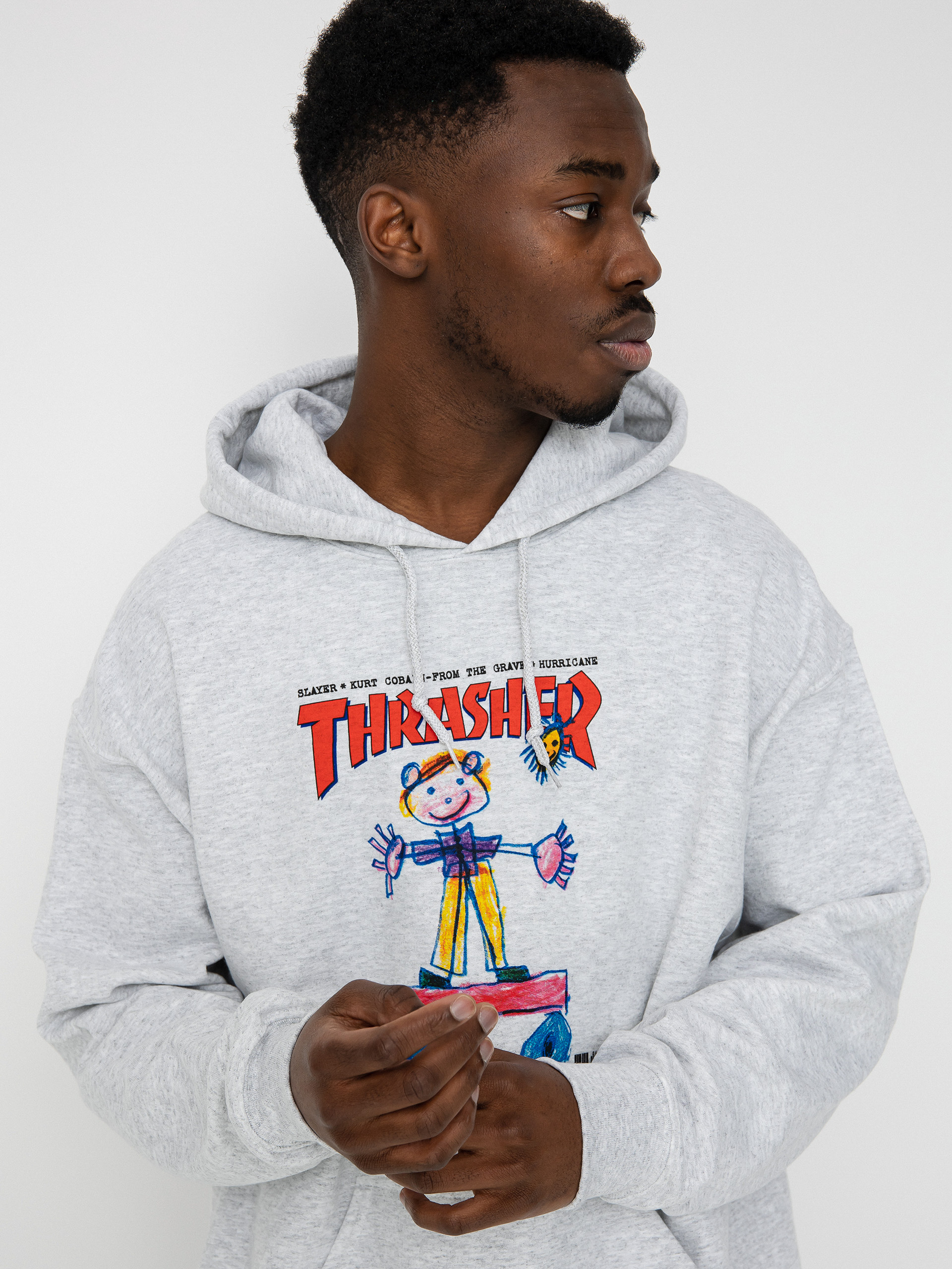 Mikina s kapucí Thrasher Kid Cover HD (ash)